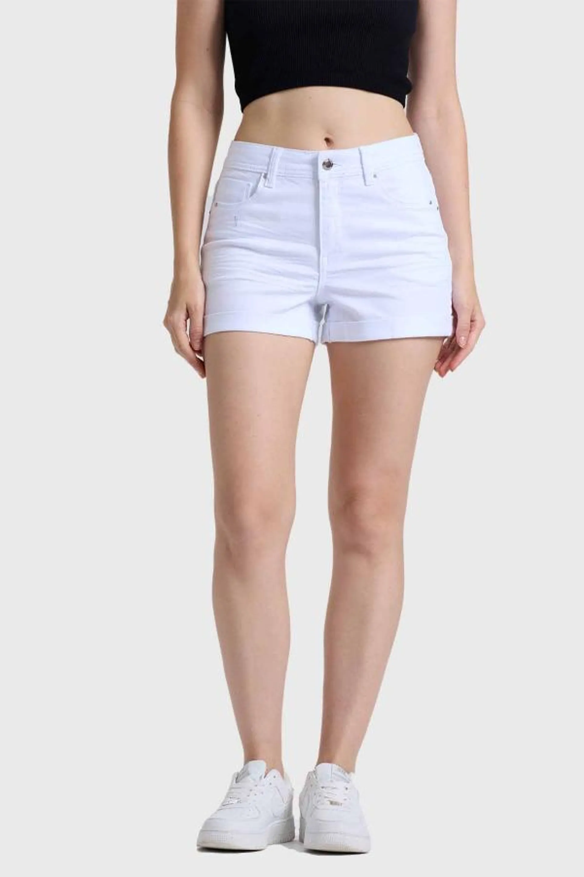 Short mujer color tiro alto blanco