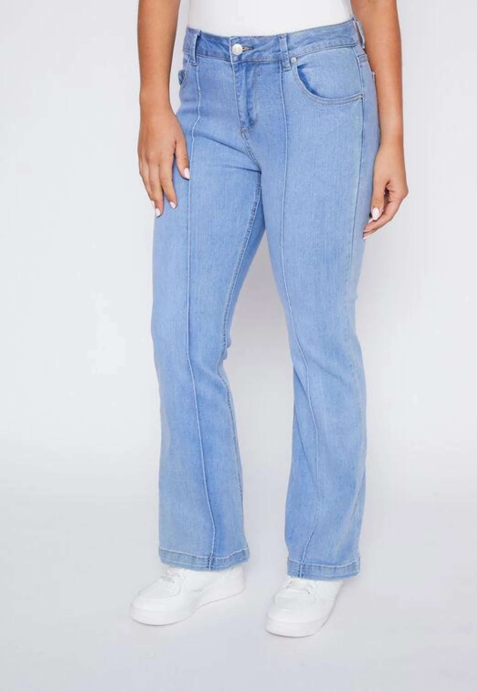 Jeans Mujer Celeste Flare Botones Family Shop