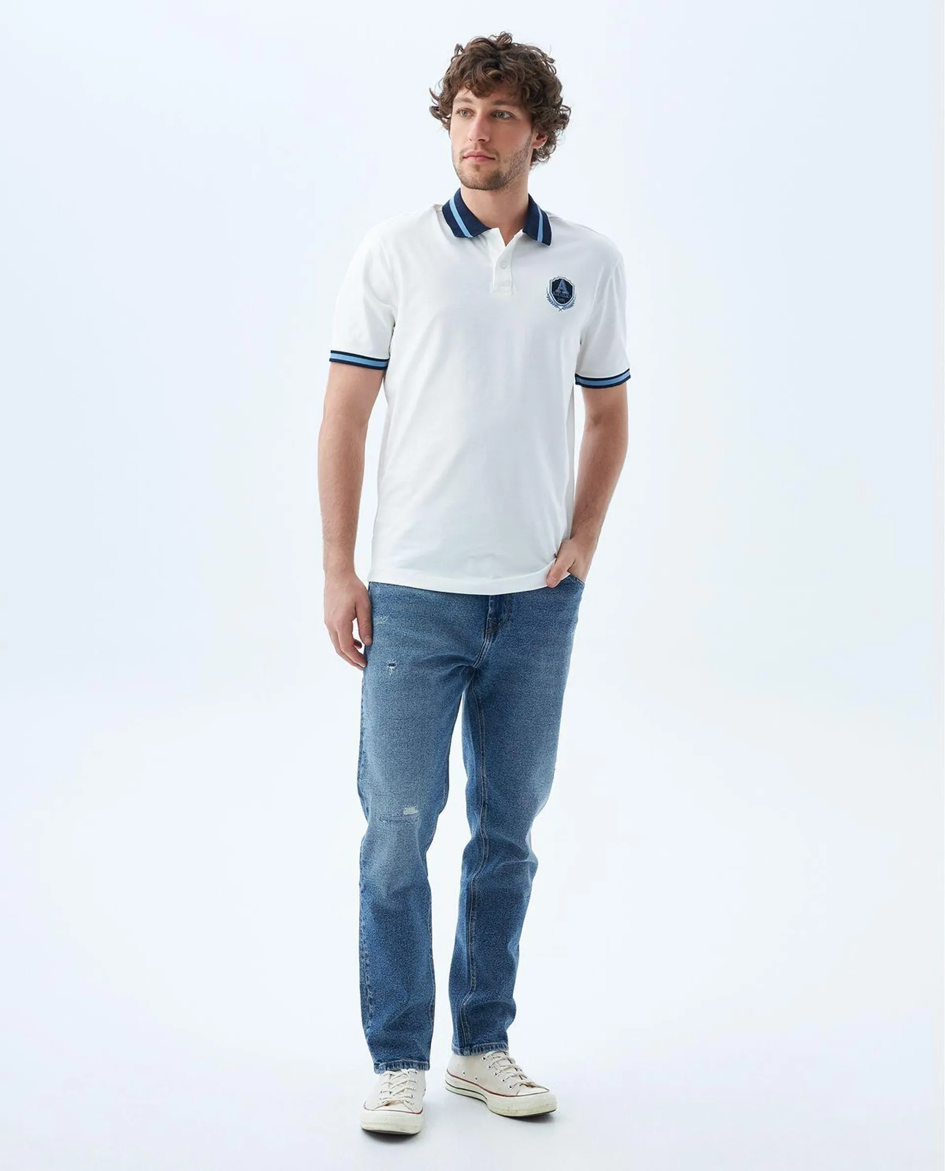 Camiseta polo con aplique en punto corazón para hombre