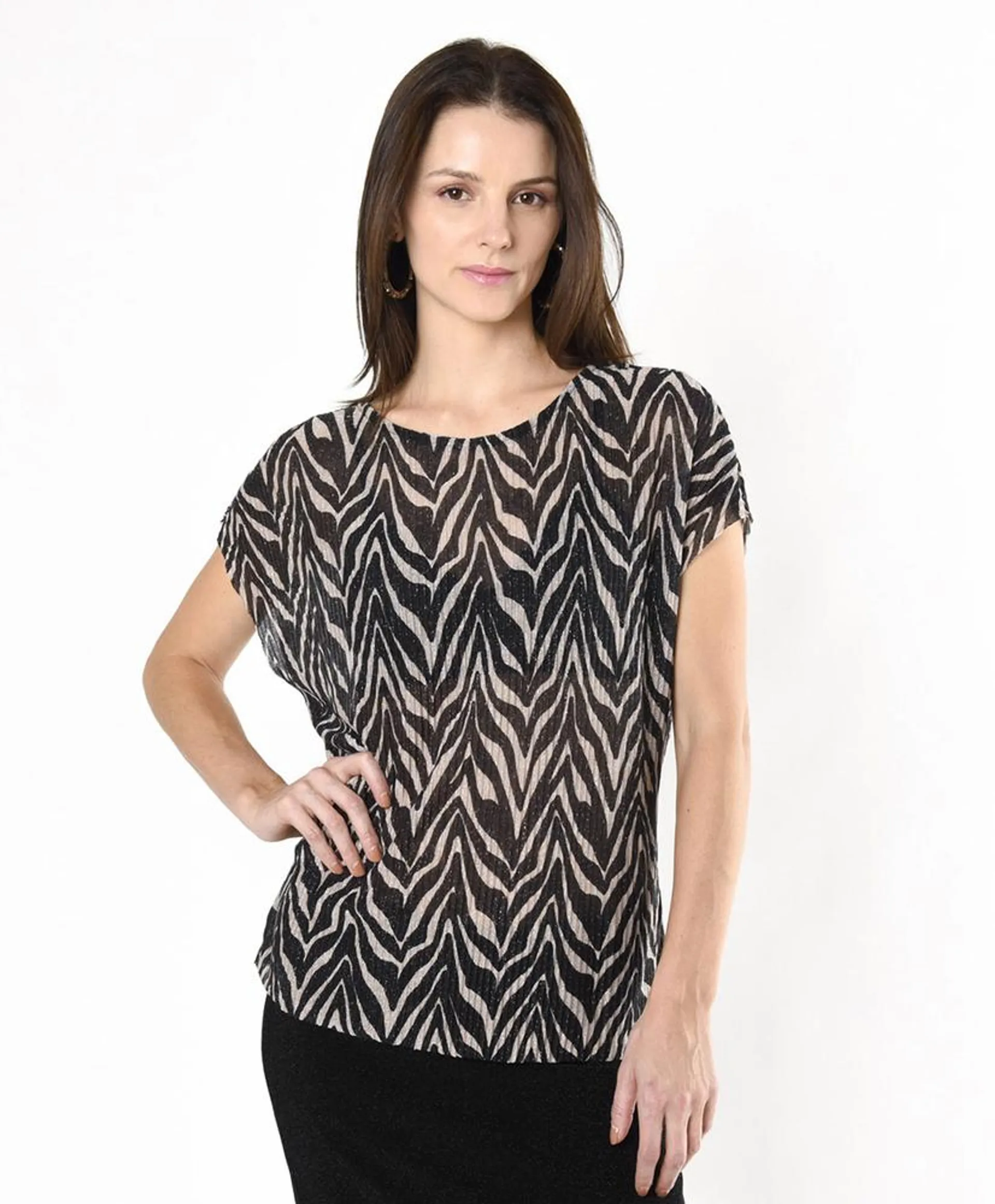 Polera mujer animal print brillos