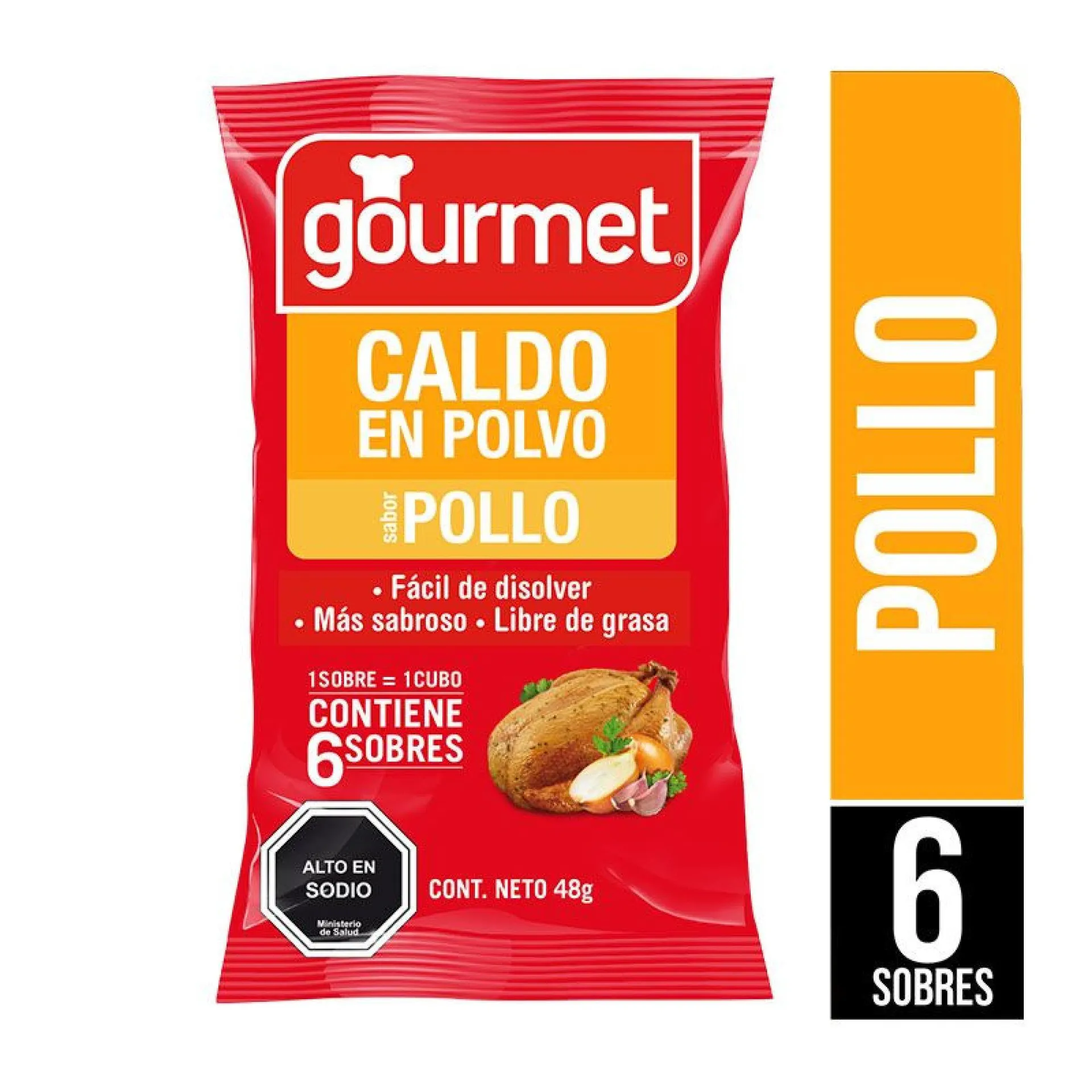 Caldo en Polvo Pollo 6 Sobres) Bolsa, 48 g