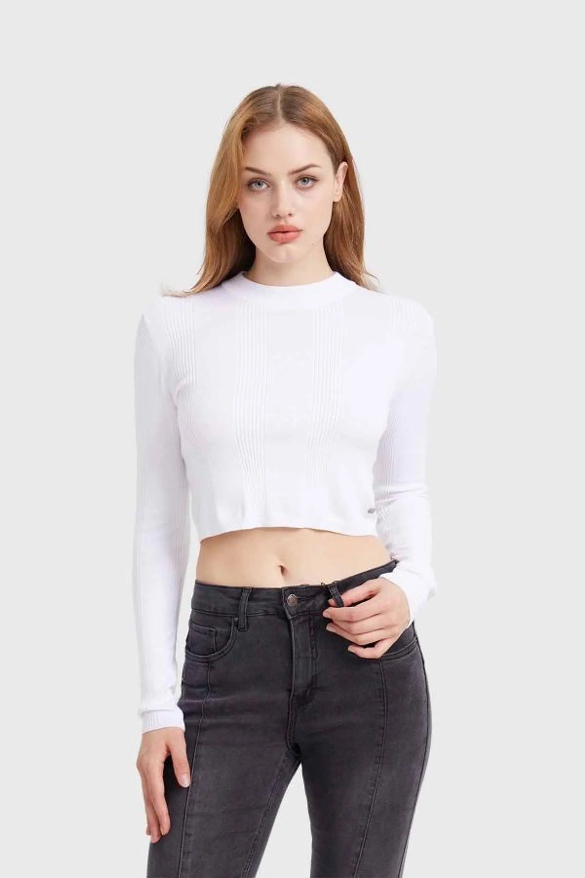 Sweater mujer crop blanco i