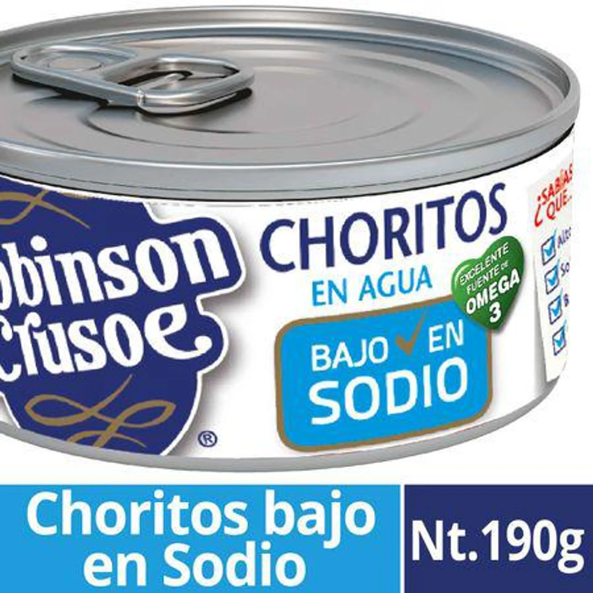 Choritos al Natural Bajo en Sodio 100 g drenado