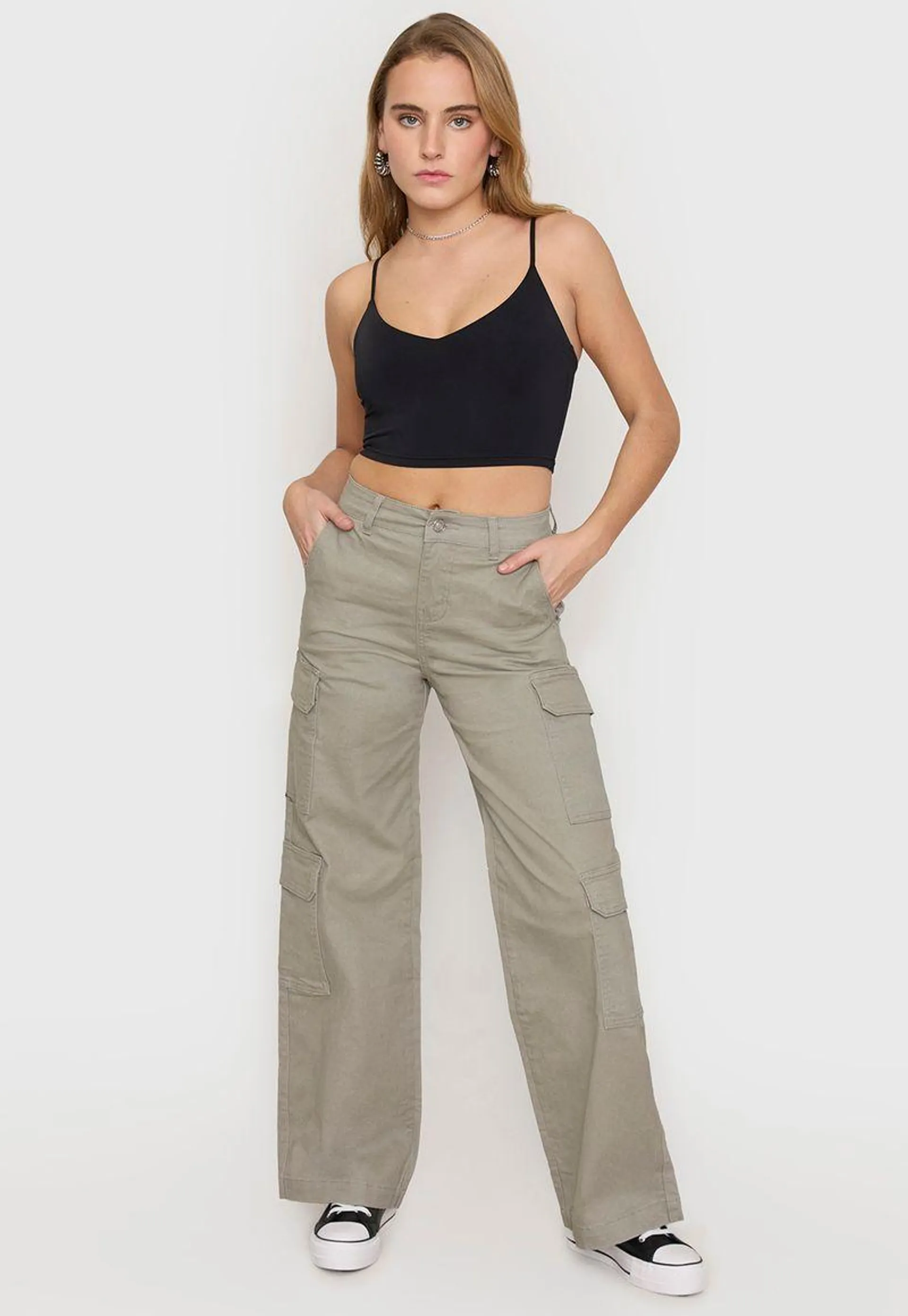 Jeans Mujer Cargo Verde