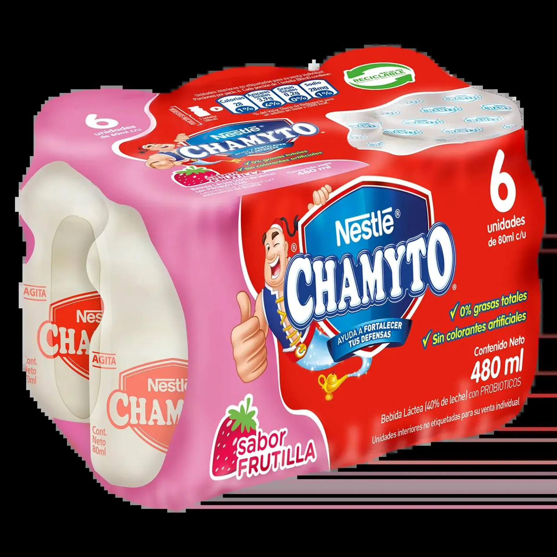 Bebida Láctea Chamyto Frutilla 6 Un 80 Ml