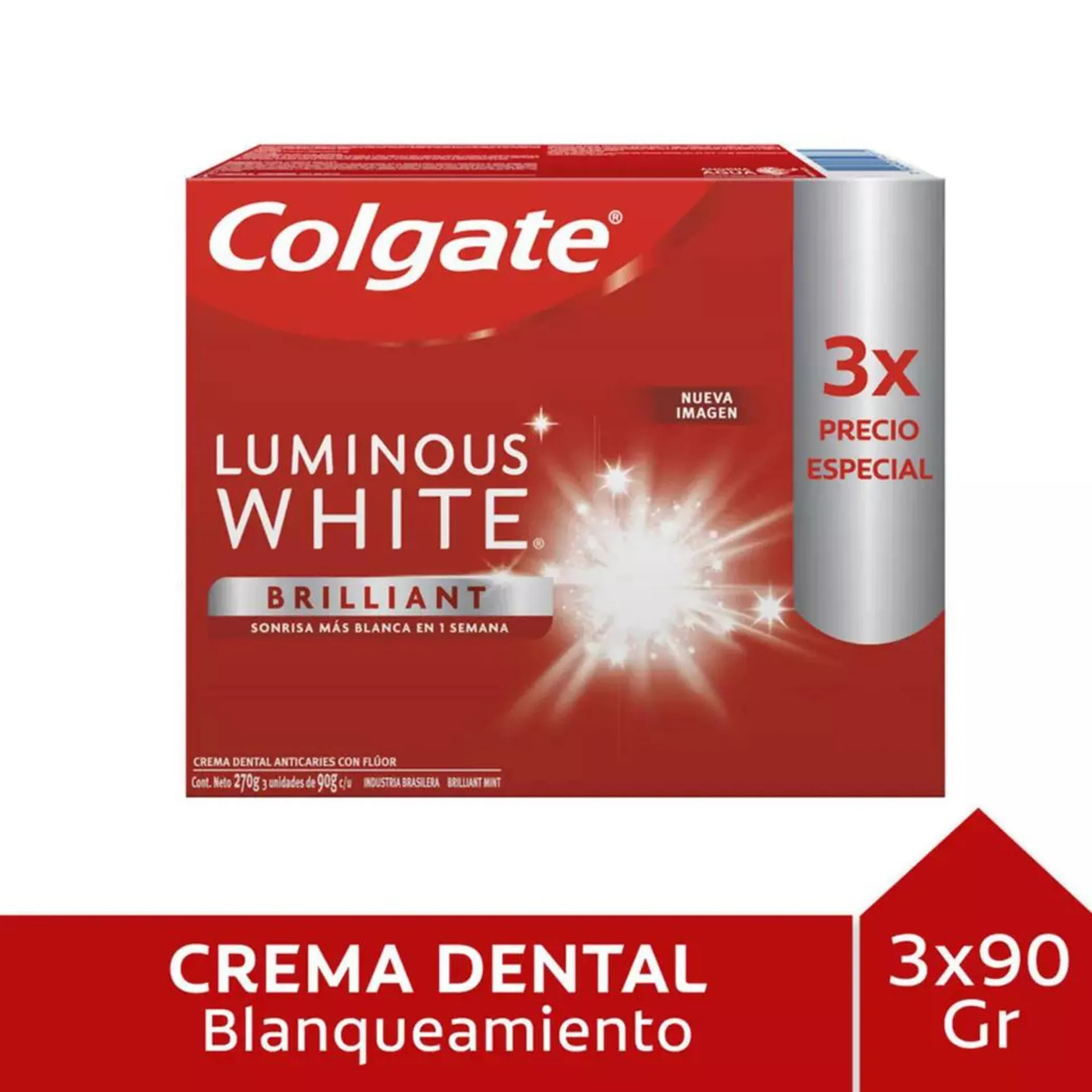 Pasta Dental Luminous White 90g 3 Unidades