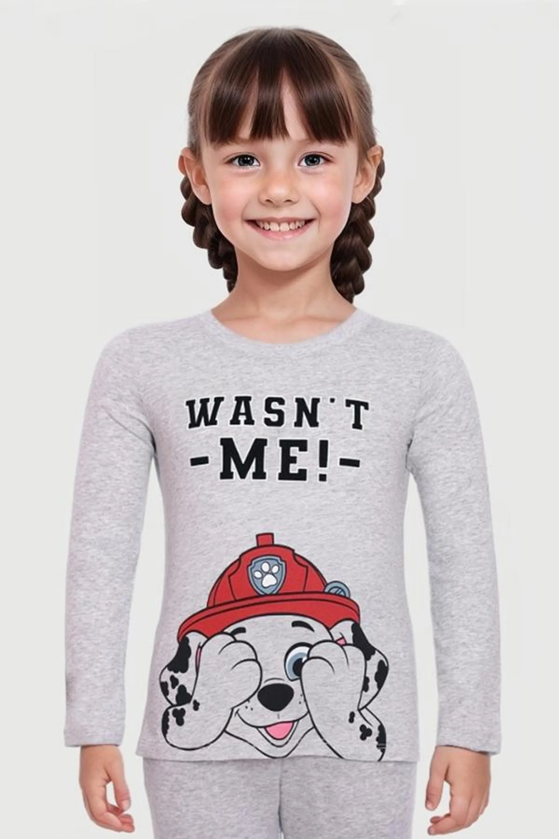 Polera niÑa paw patrol gris melange