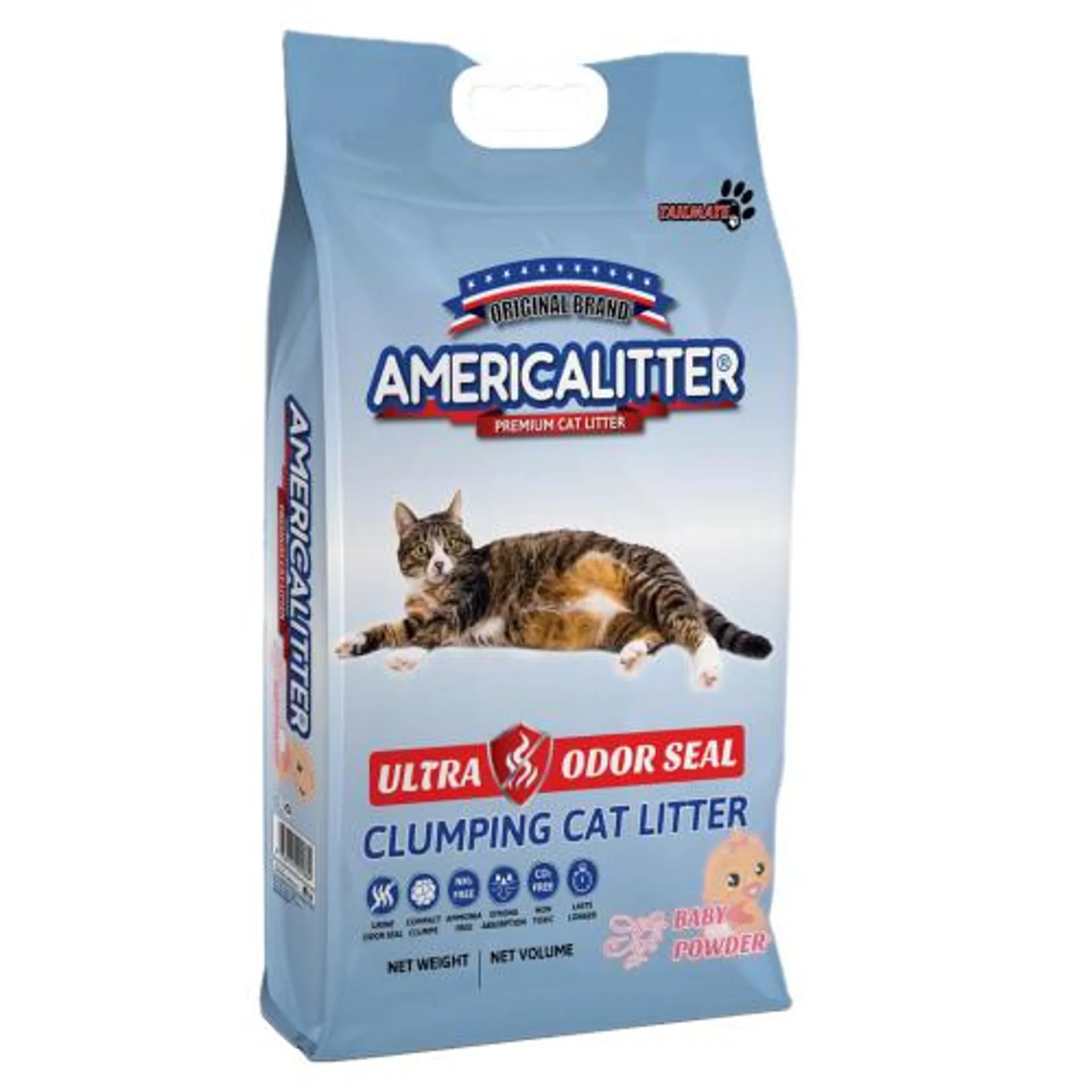 AMERICALITTER ULTRA ODOR SEAL TALCO BEBÉ 7 KG