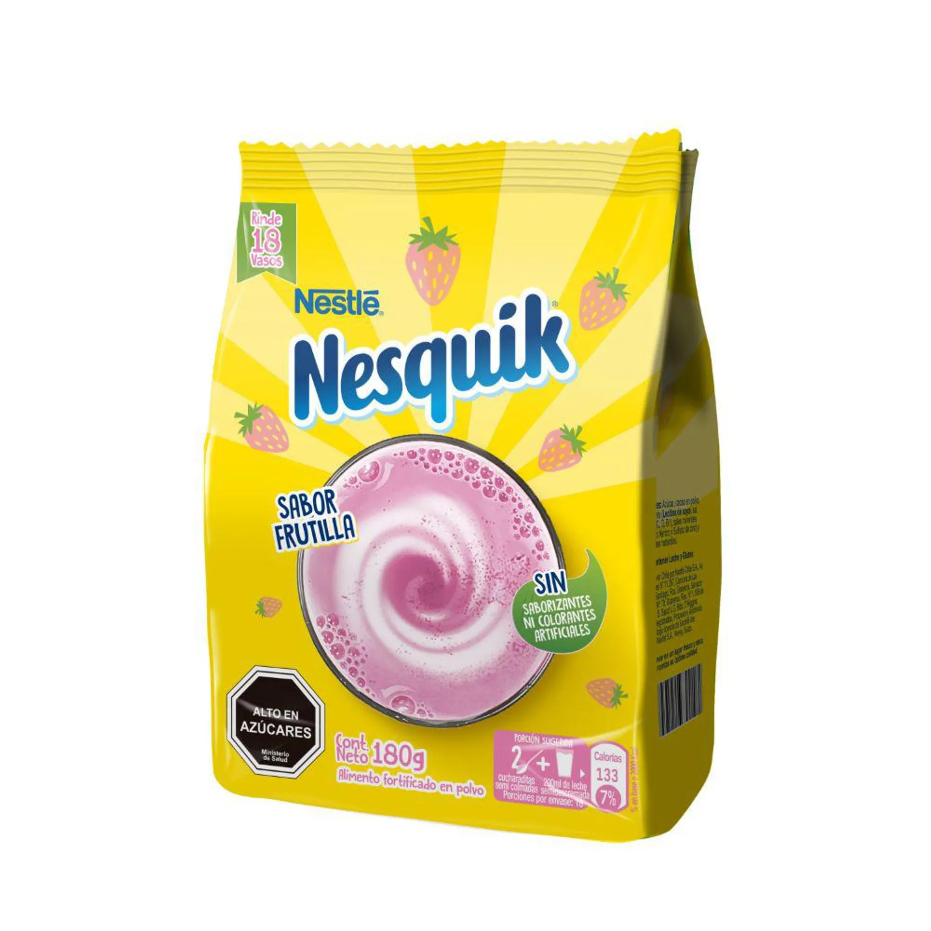 Saborizante para leche Nesquik optistart frutilla bolsa 180 g