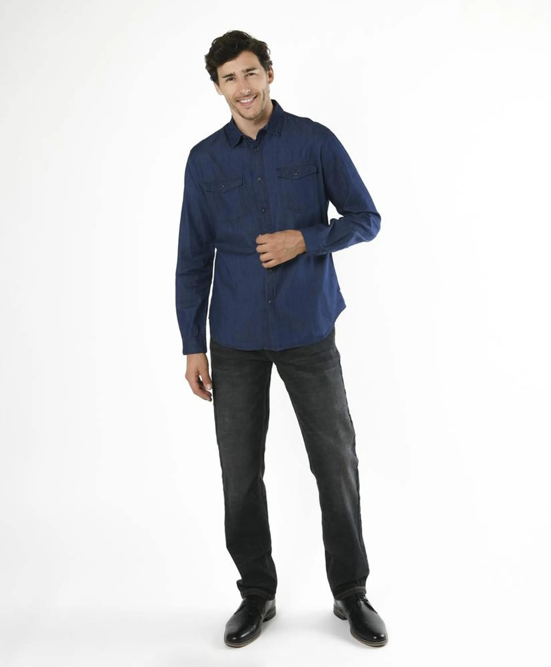 Camisa hombre denim azul