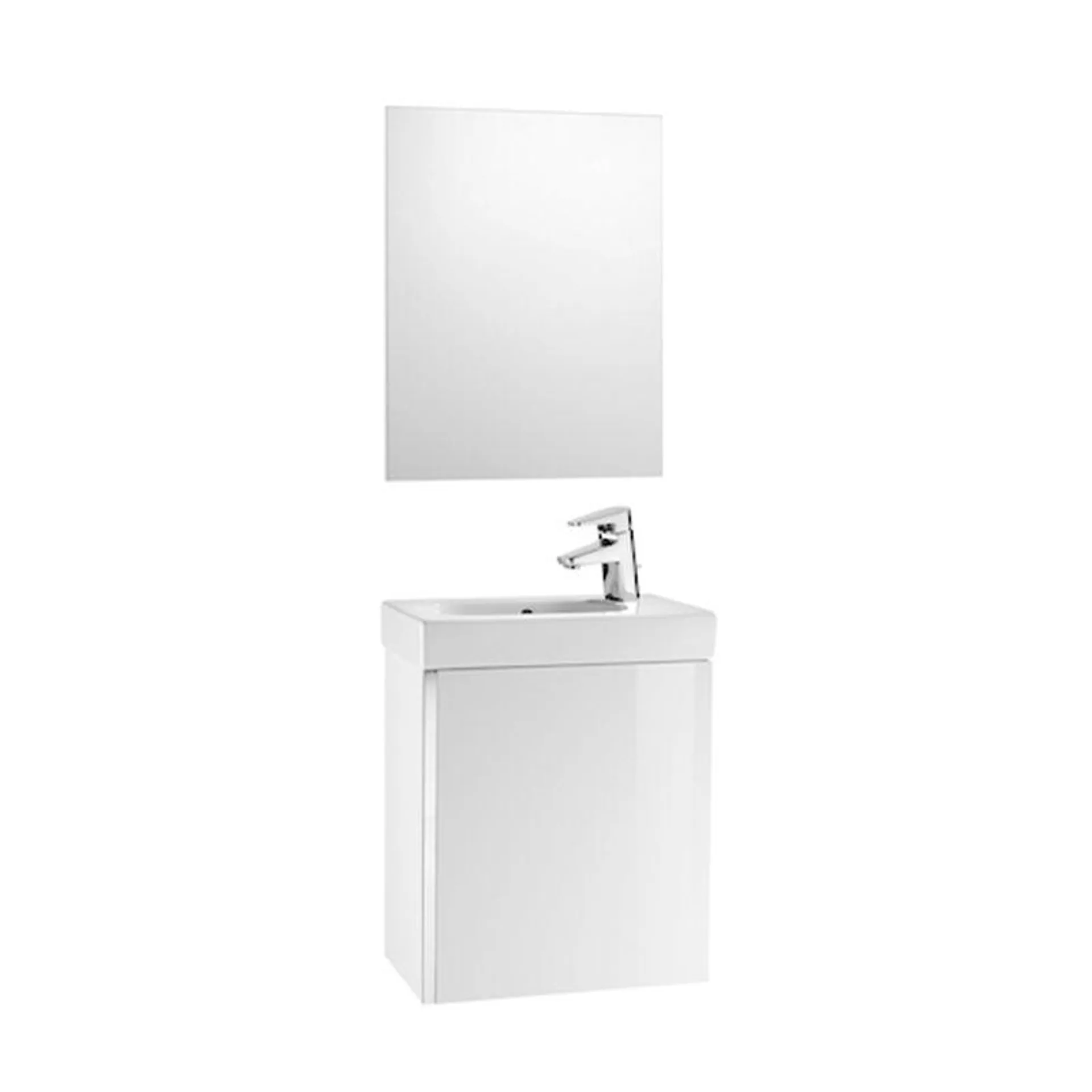 Mueble de Baño Mini Una Puerta con Espejo y Lavamanos Blanco 450 mm