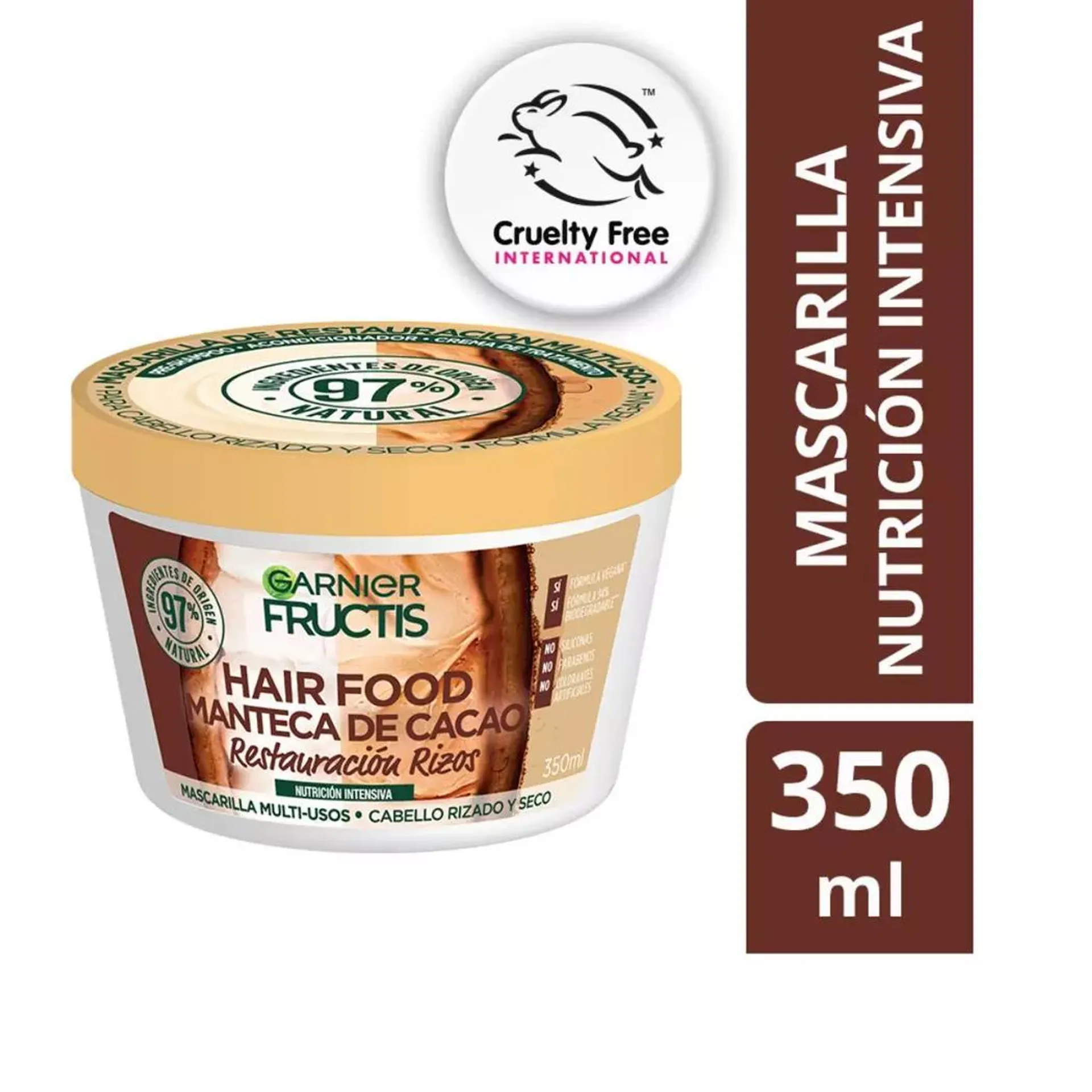 Mascarilla Restauración Rizos Fructis Hair Food Cacao 350ml