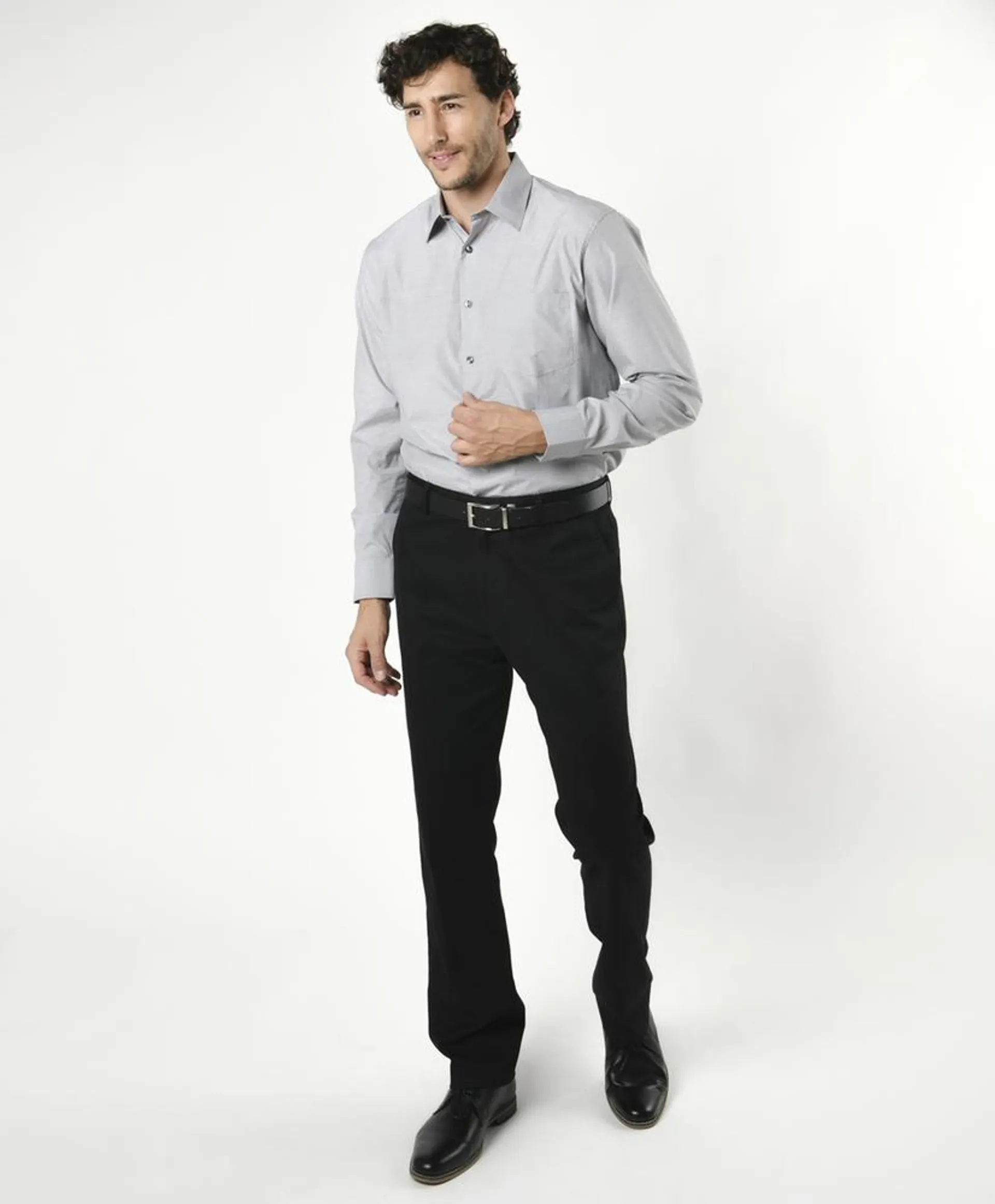 Camisa hombre lisa gris