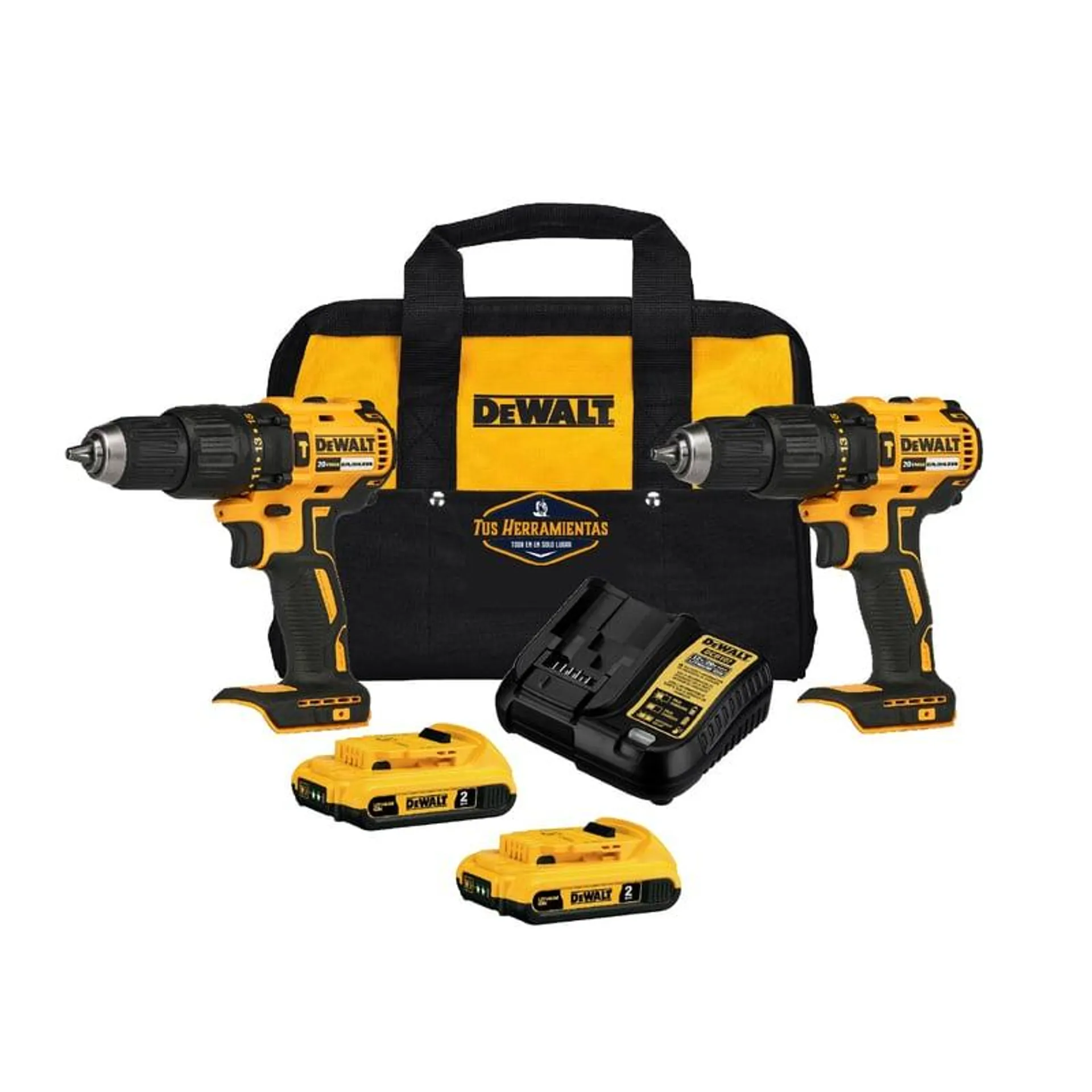 Kit 2 Taladros Percutor Brushless 20v Dewalt Dcd778d2