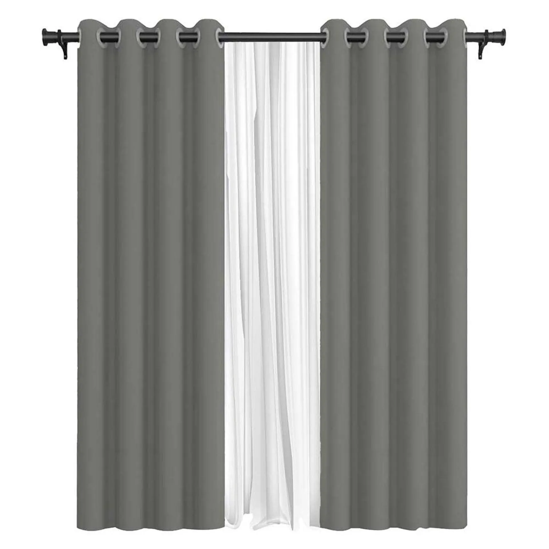 Cortina Blackout Vincenzi Tela + Velo 140 x 220 cm Gris