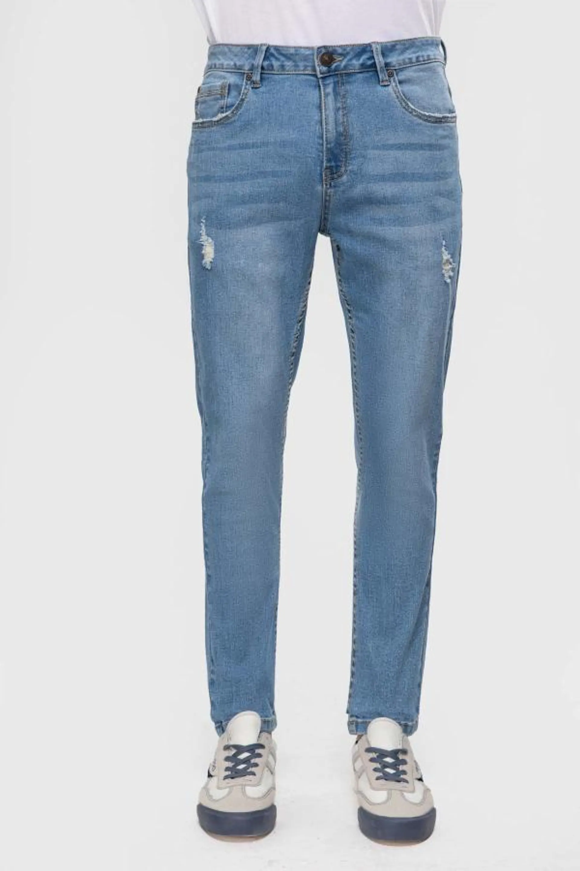 Jeans skinny 505 roturas celeste