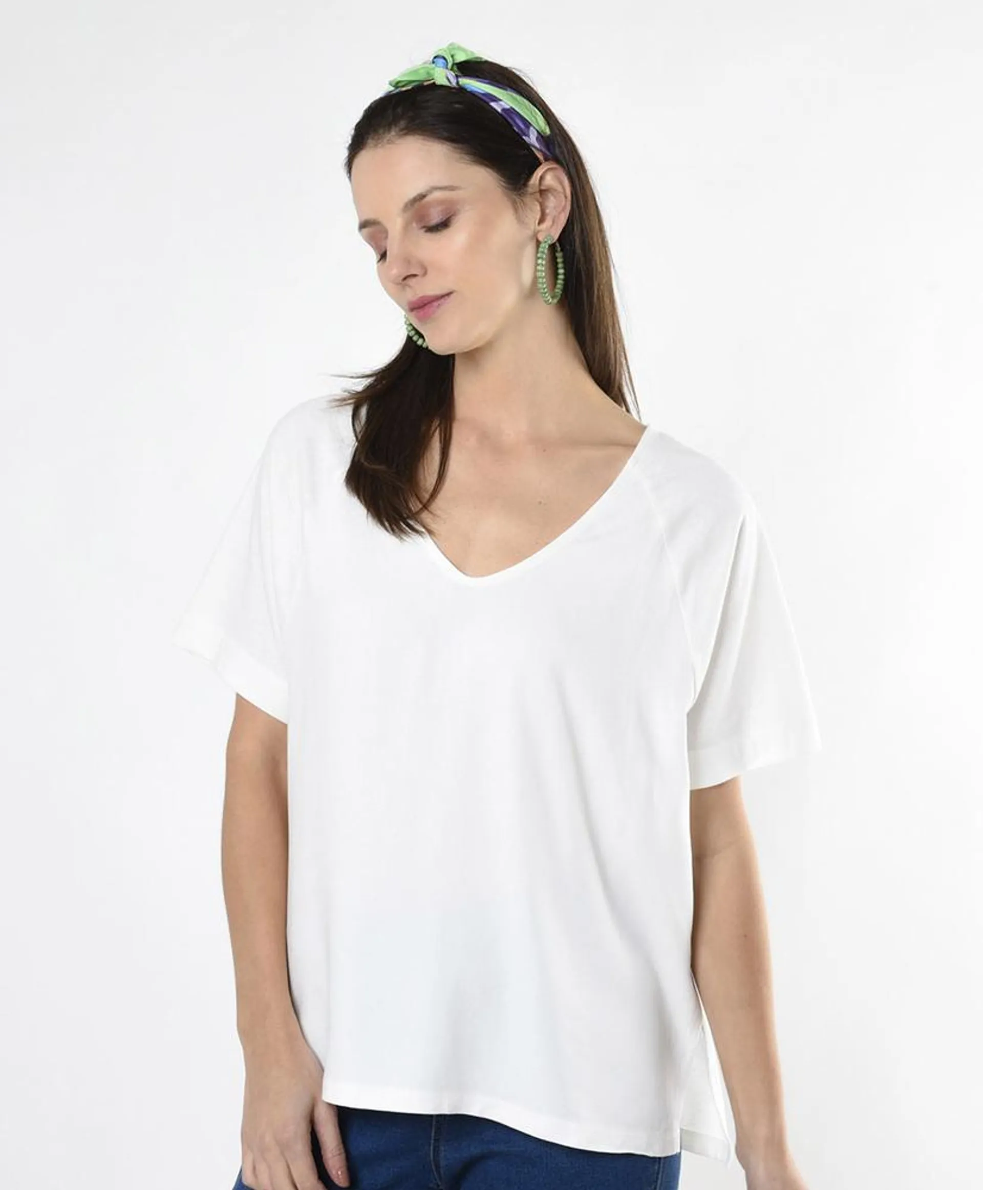 Polera mujer lisa blanca oversize