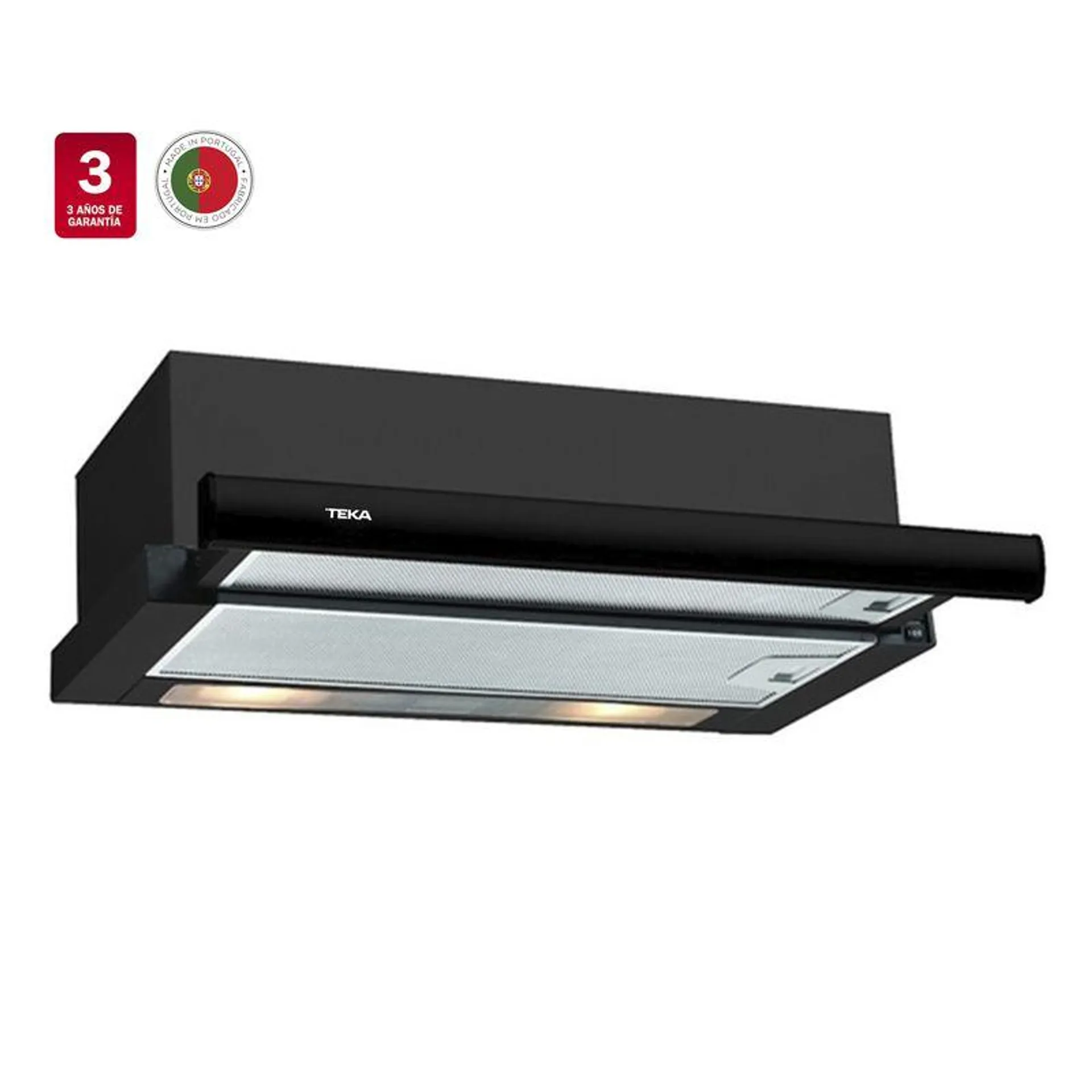 Campana Extraible TL 6310 Negra Motor Ecopower A Muro 60 cm