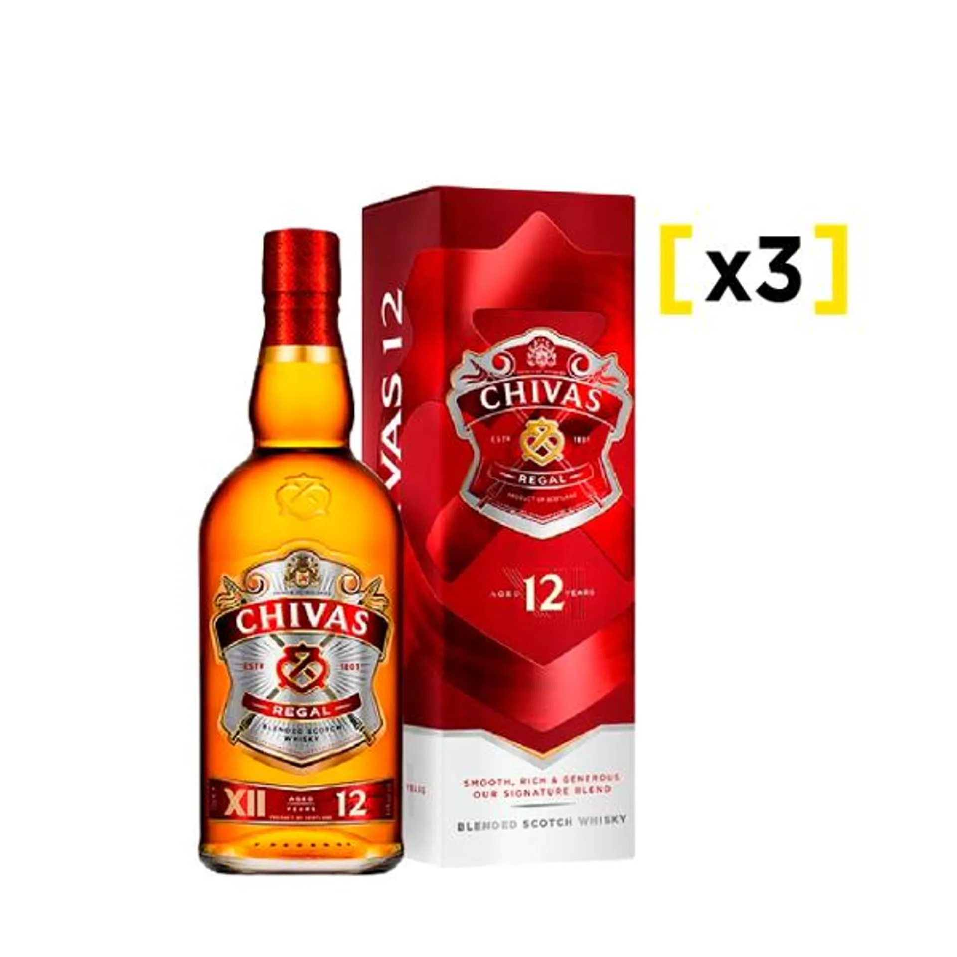 Whisky Chivas Regal 12 Años 750 CC x3