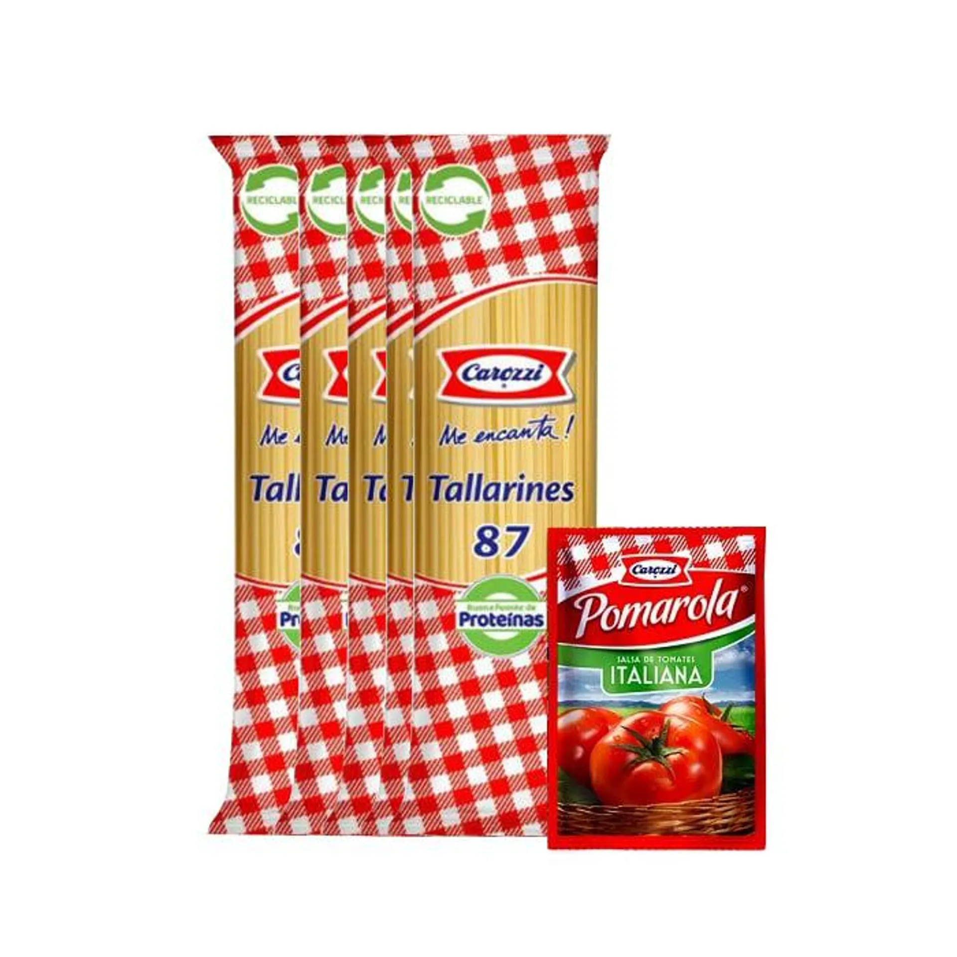 Pack Carozzi 5 Spaguetti + Pomarola 200 Grs