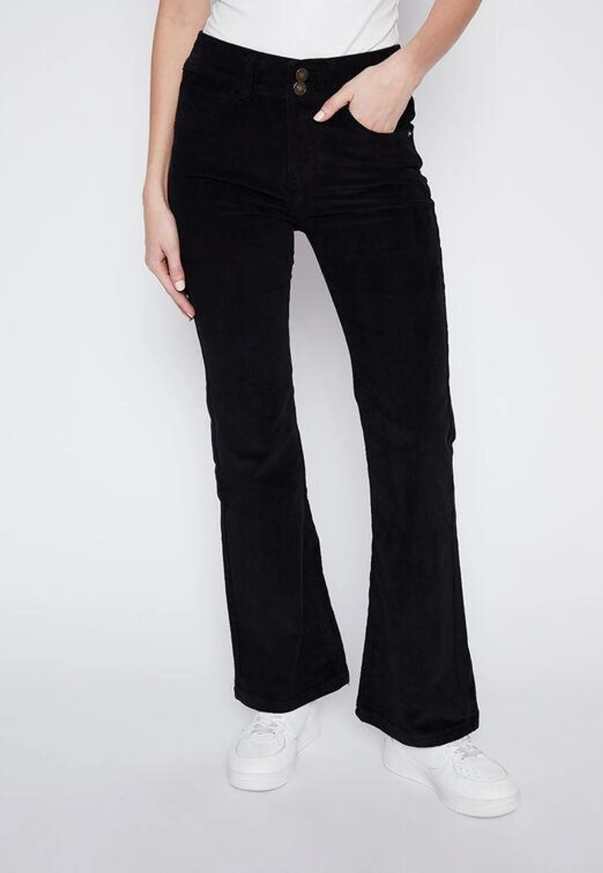 Pantalon Mujer Negro Cotele Flare Family Shop