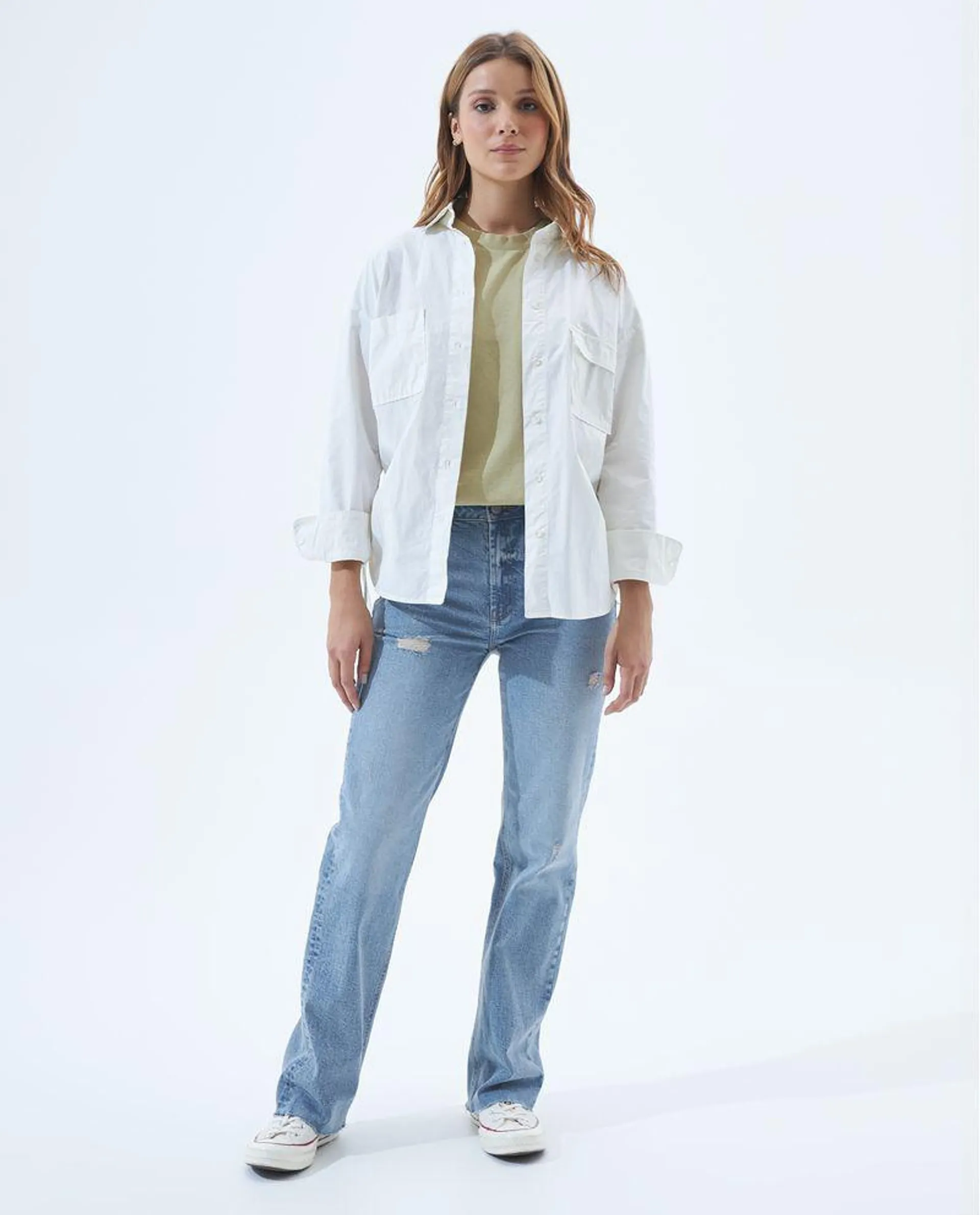 Jean Straight fit bota recta para mujer