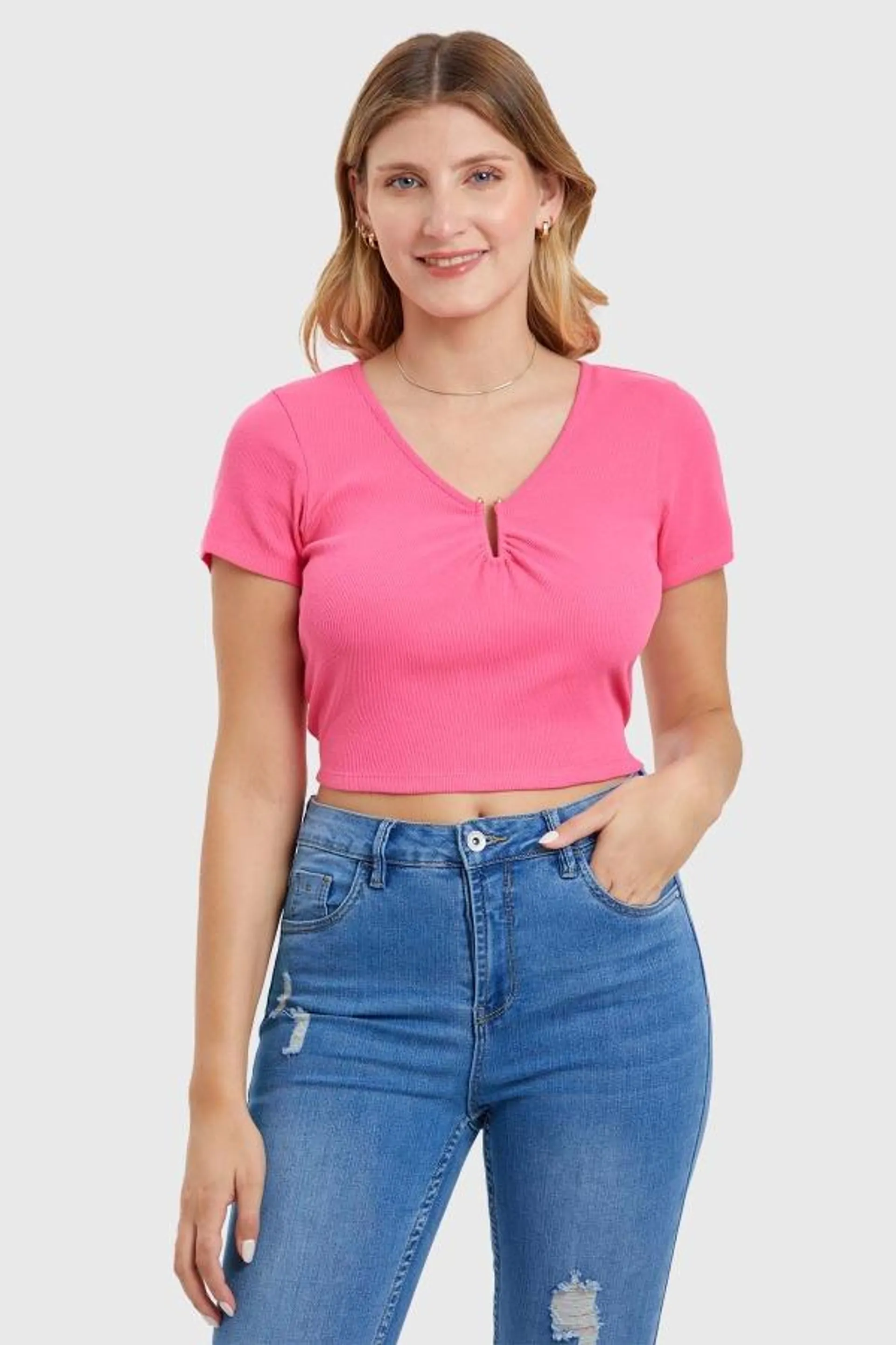 Polera lisa fucsia