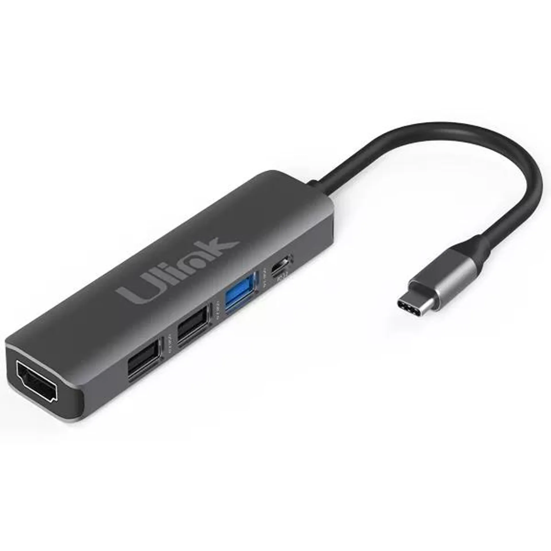 Adaptador multipuerto USB C 5 en 1 , HDMI x1 USB2.0 x2 USB3.0 x1 PD x1 aluminio / UL-ADC502 - 0060144