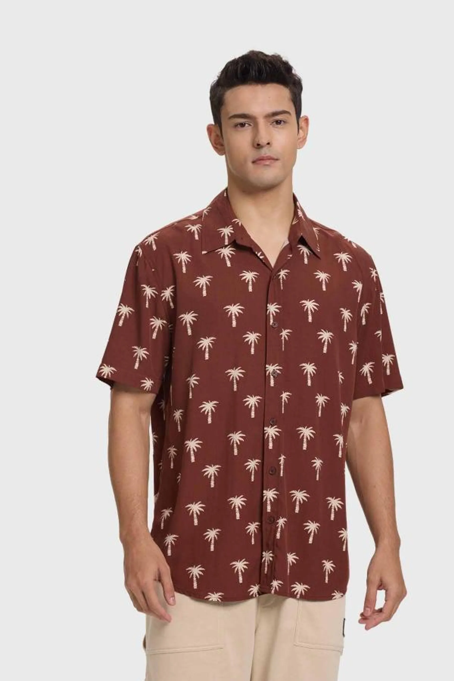 Camisa hombre full print chocolate