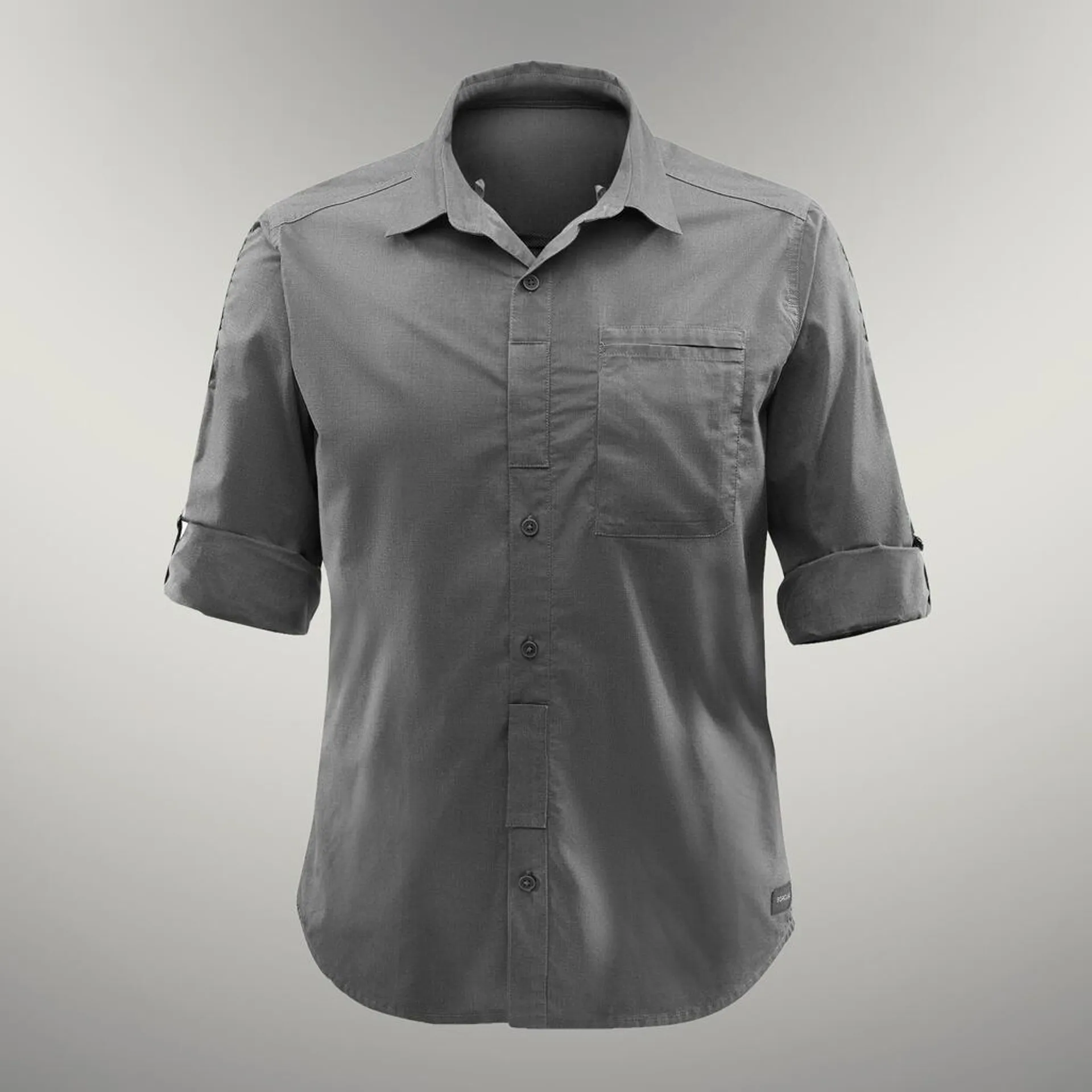 CAMISA TREKKING HOMBRE TRAVEL500 KAKI