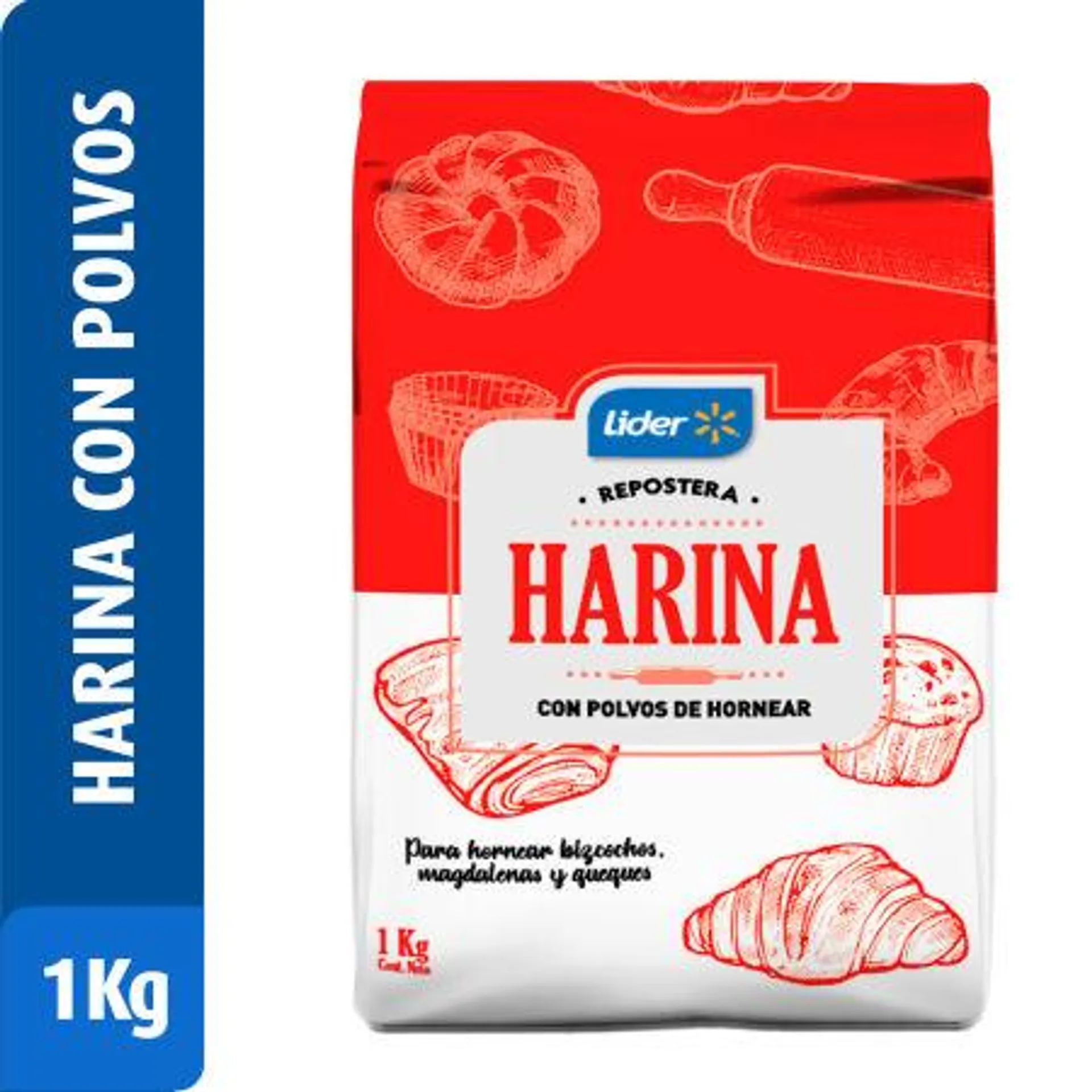 Lider - Harina con Polvos de Hornear Bolsa, 1 kg