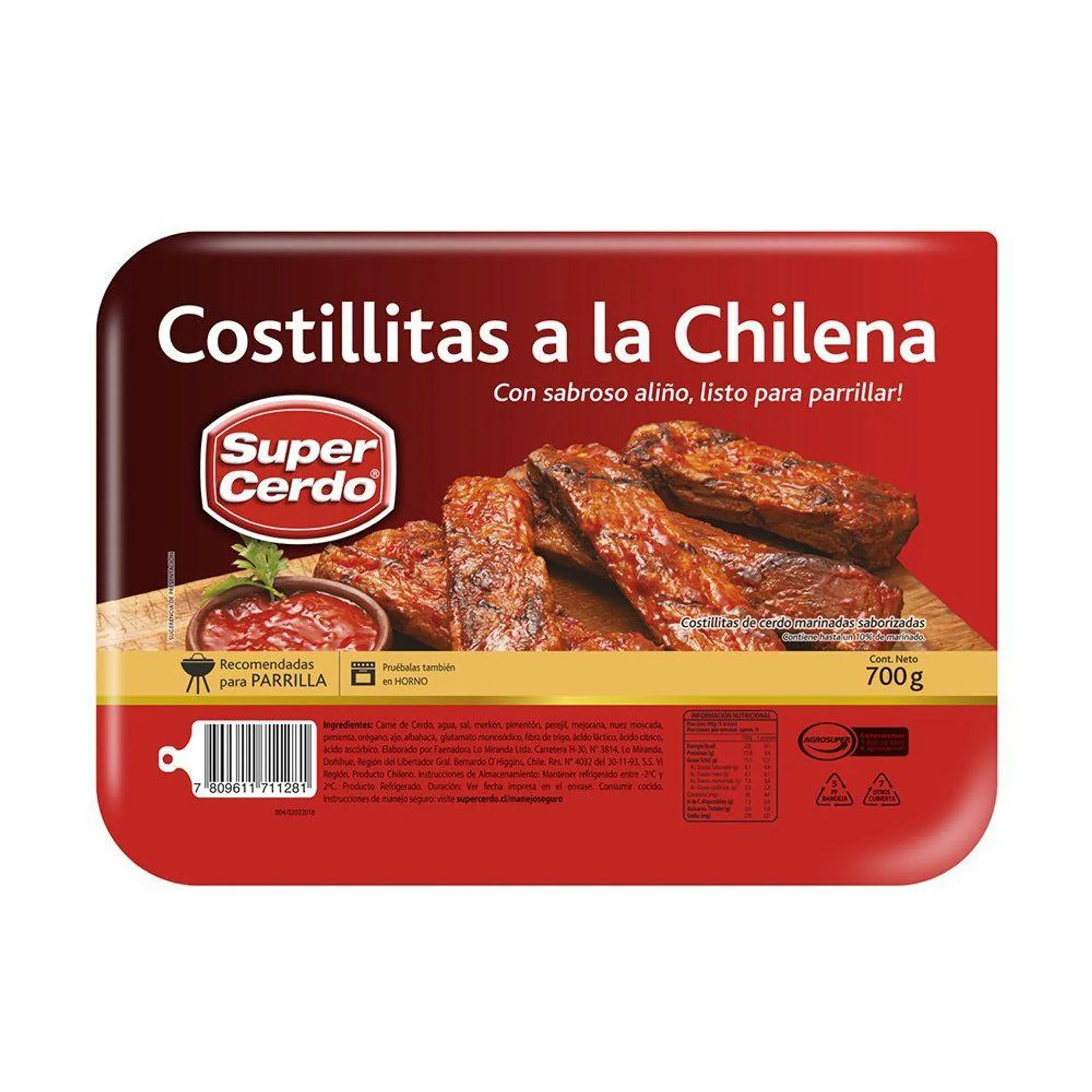 Costillitas A La Chilena Super Cerdo 700g