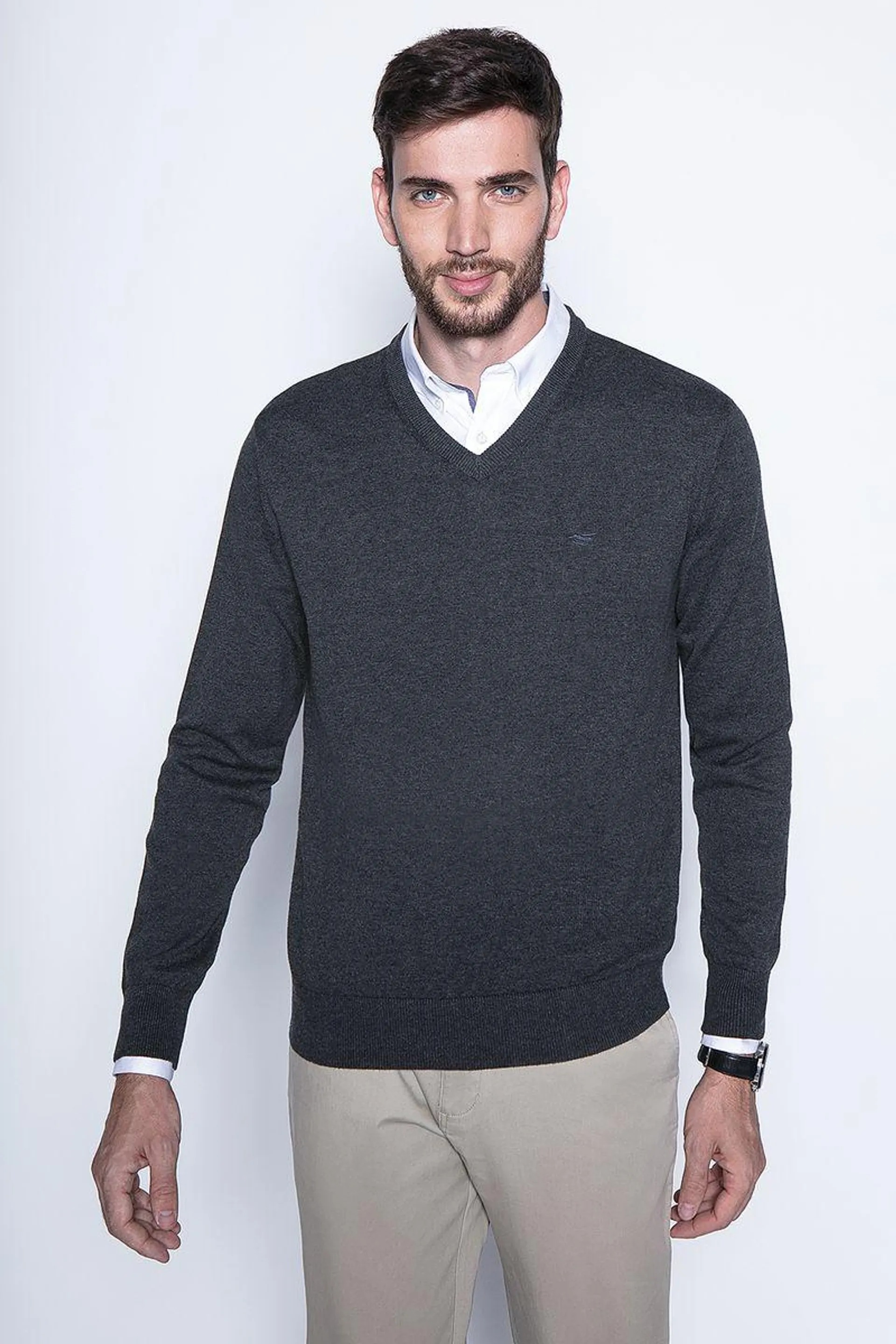 Melange Sweater Smart Casual L/S Graphite