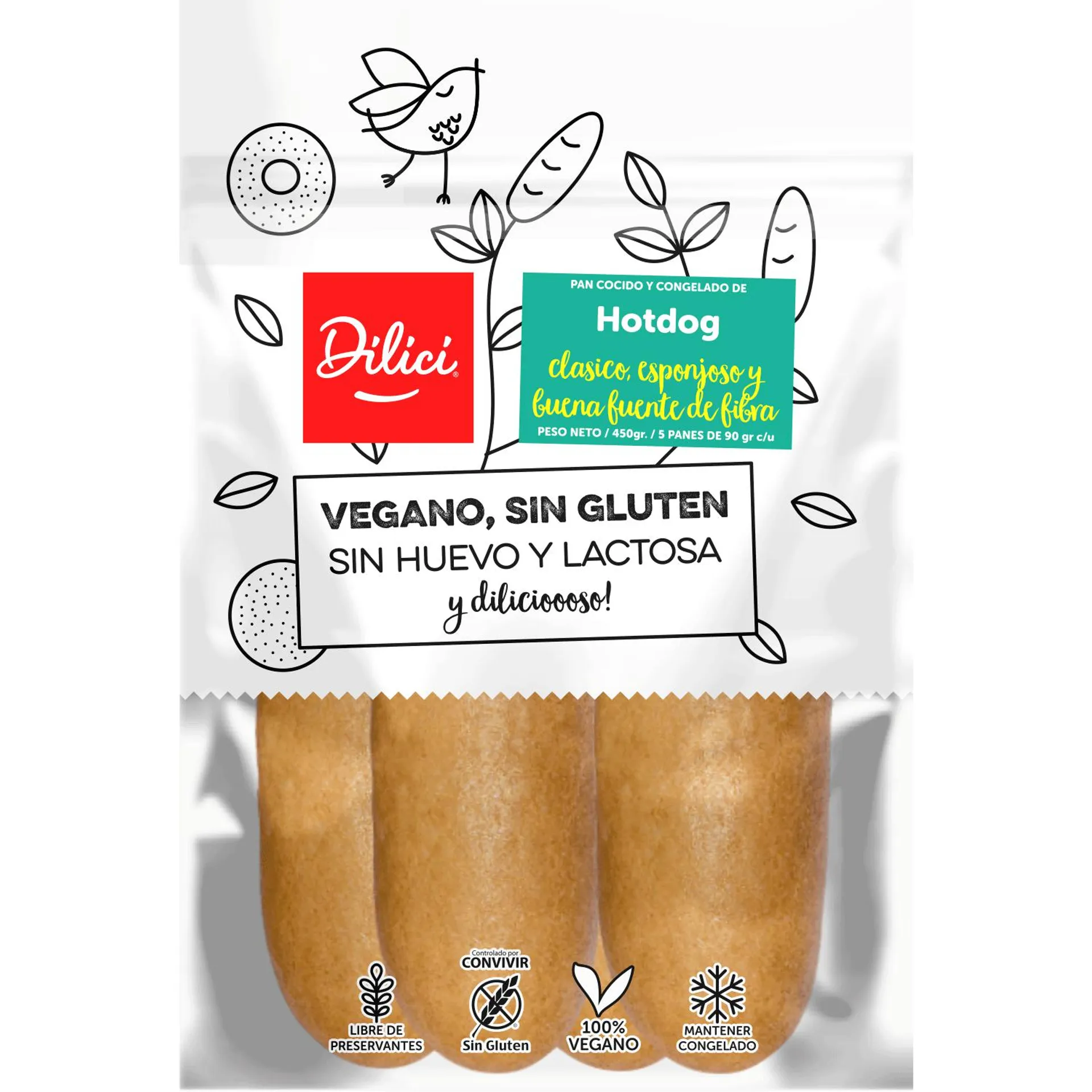 Pan de hot dog sin gluten 450 g