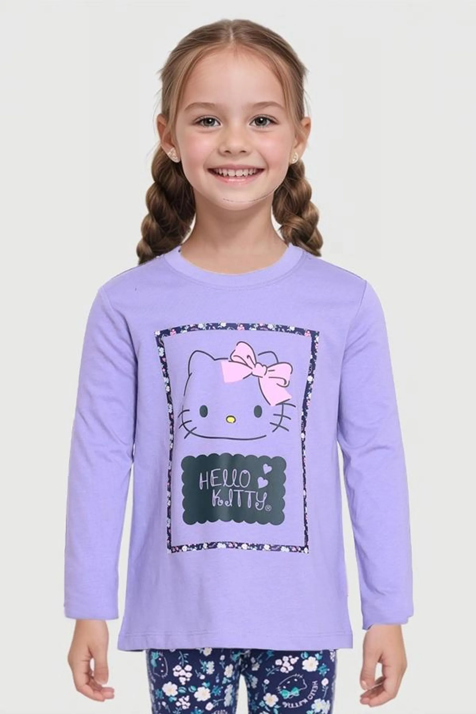 Polera niÑa hello kitty lila