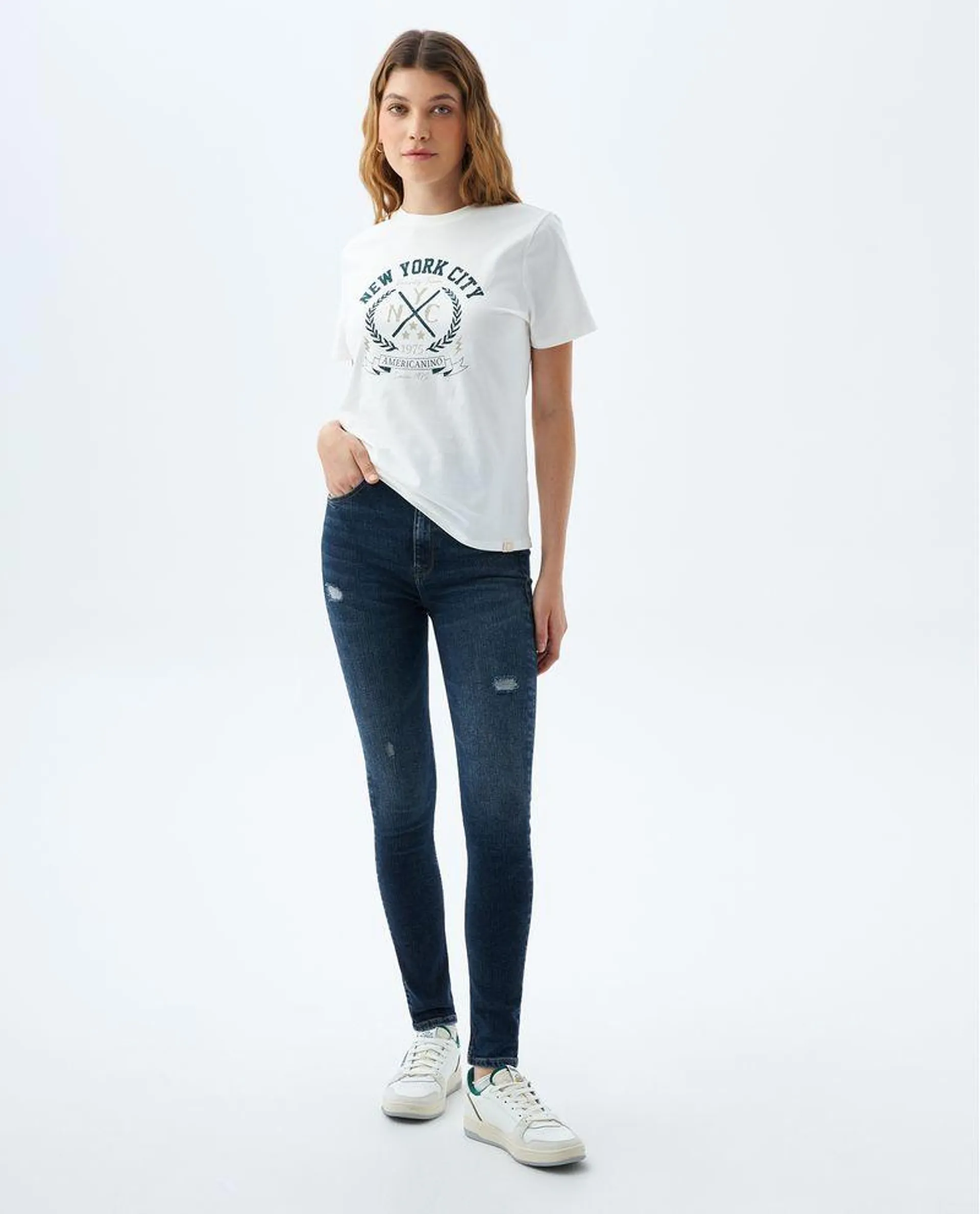 Jean Jegging con rotos localizados para mujer