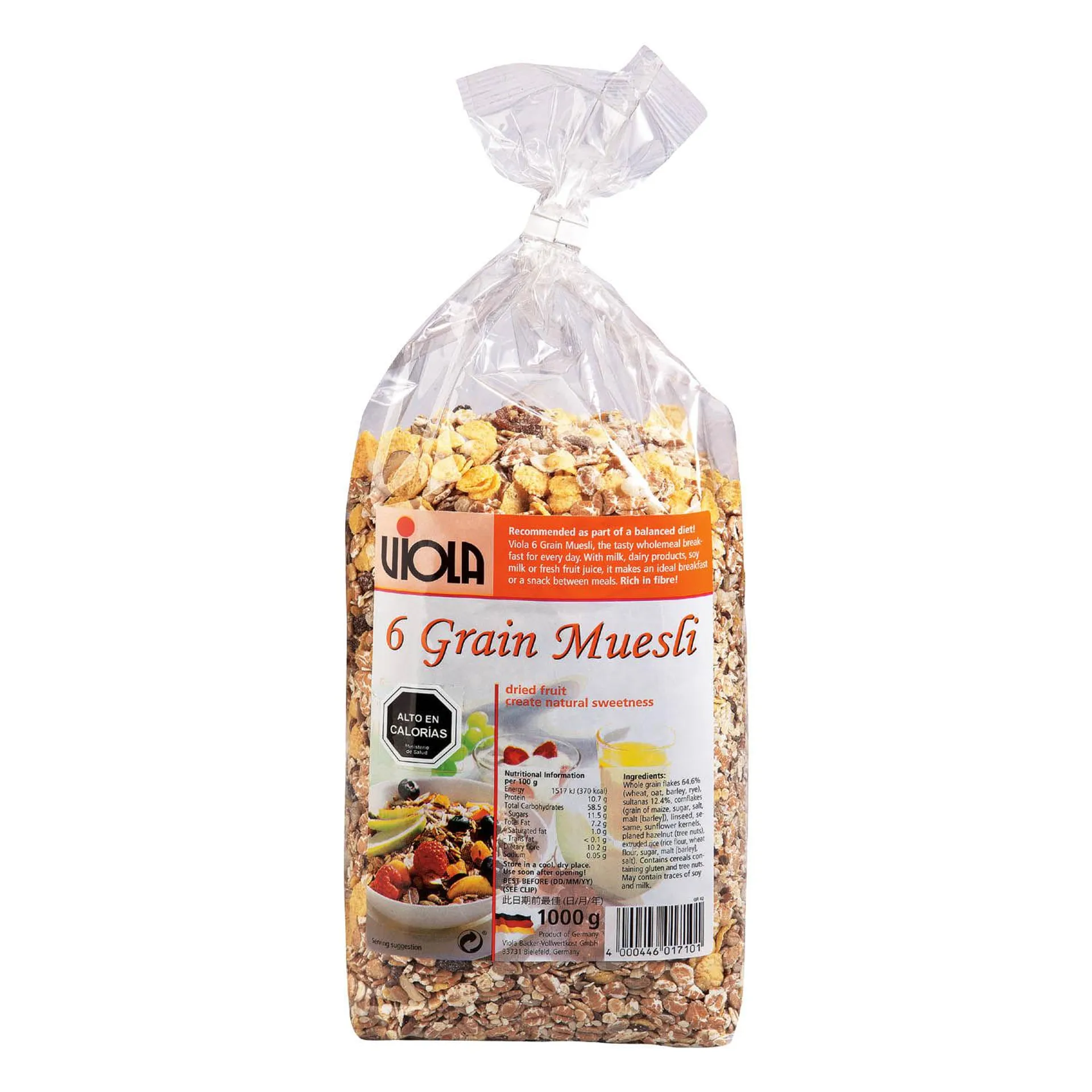 Muesli Viola Bolsa 1 kg, Seis granos