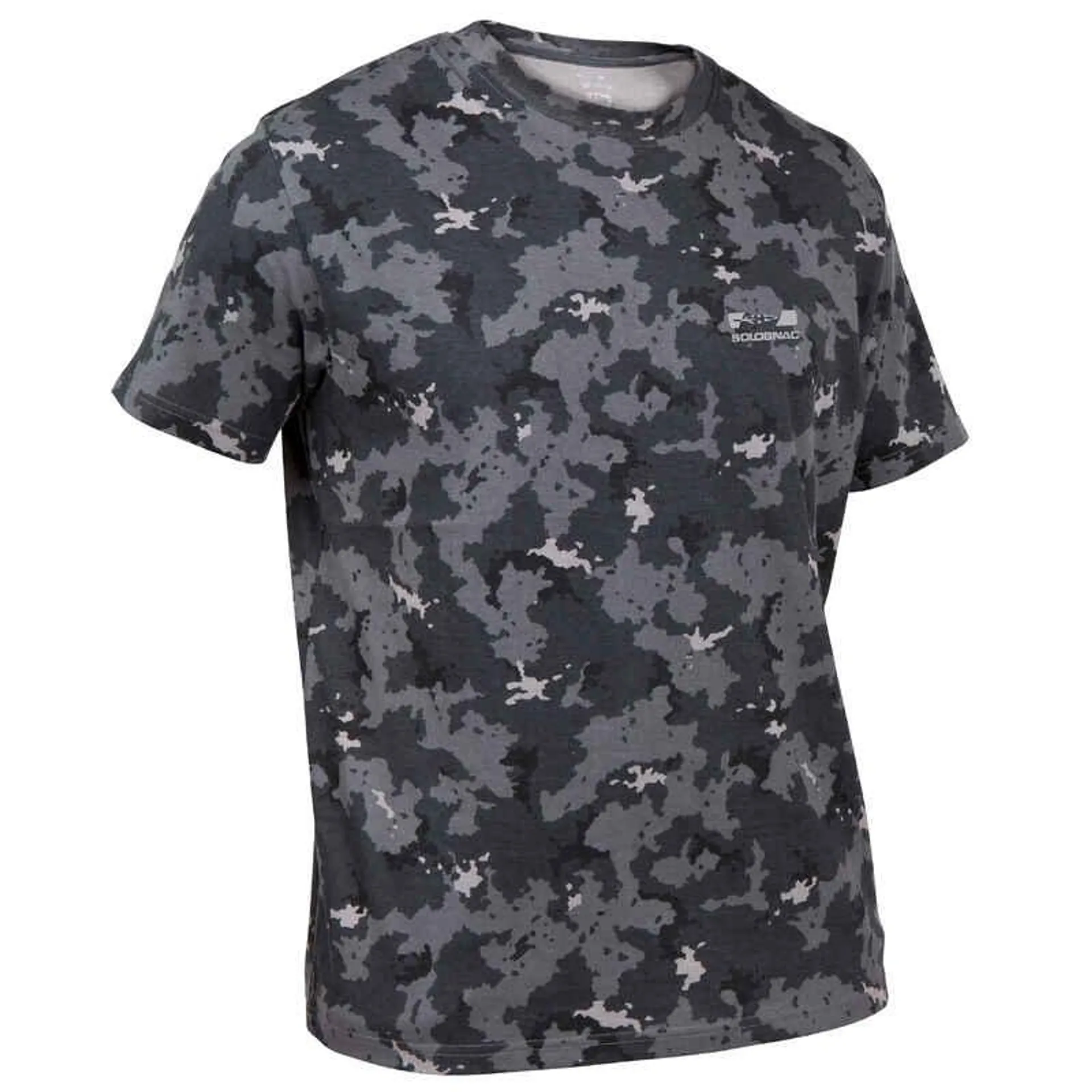 Polera Caza Solognac SG 100 Hombre Adulto Manga Corta Camuflaje Gris