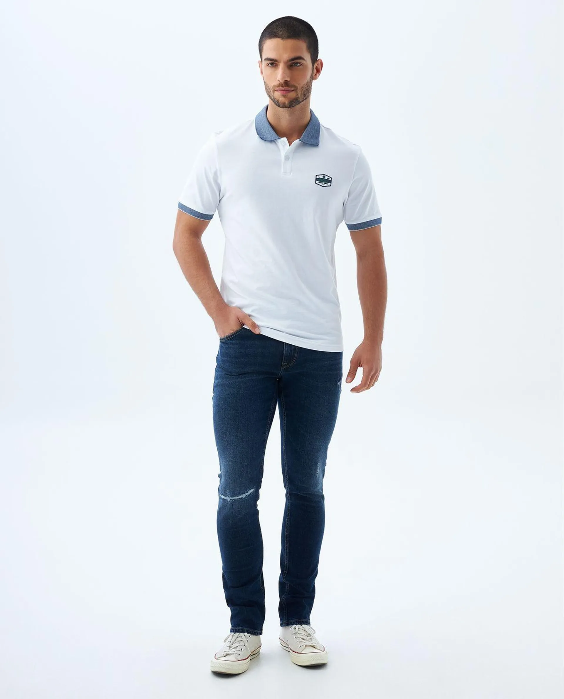 Camiseta polo con aplique para hombre