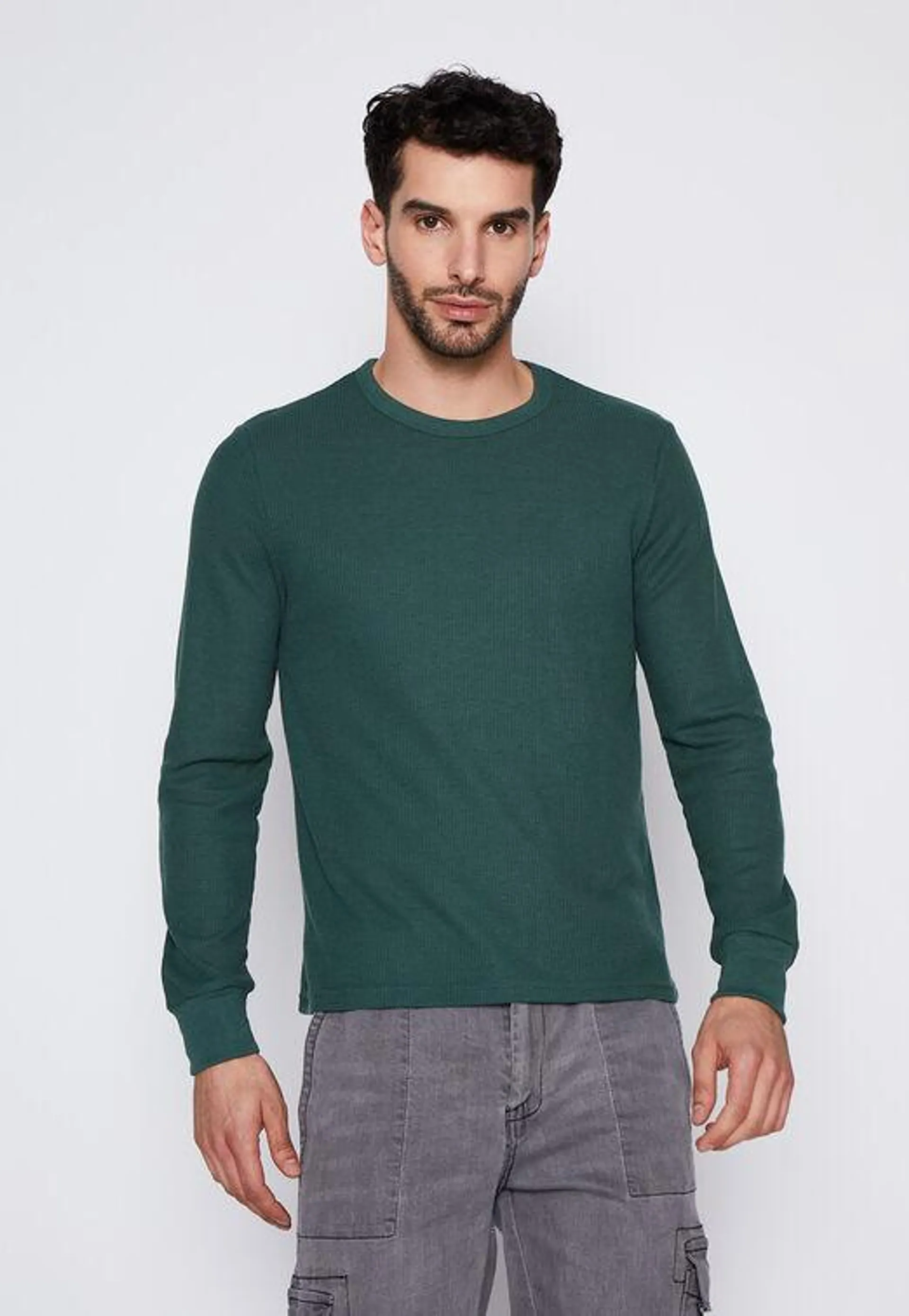 Polera Hombre Verde Waffle Colores Family Shop