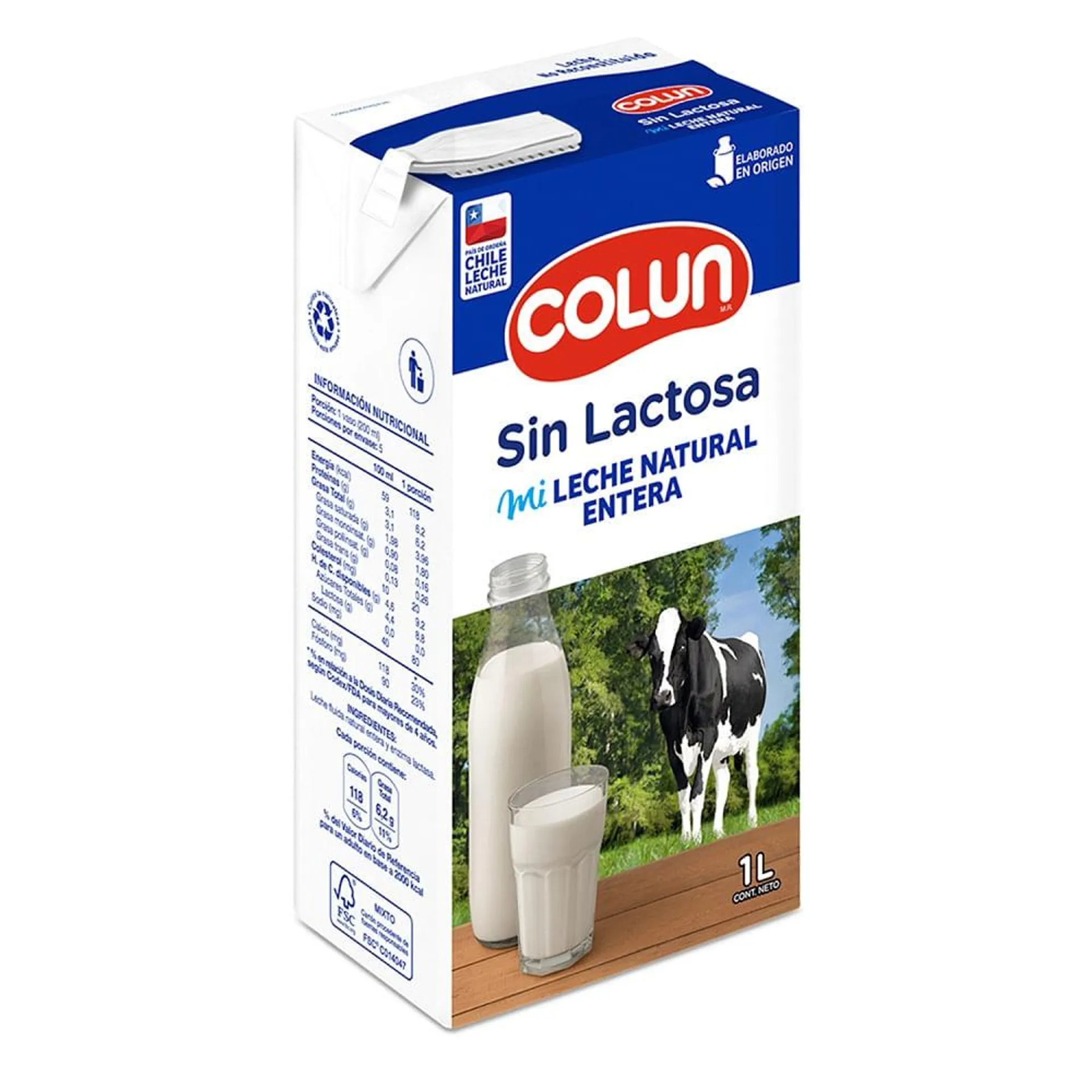 Leche entera sin lactosa con t...