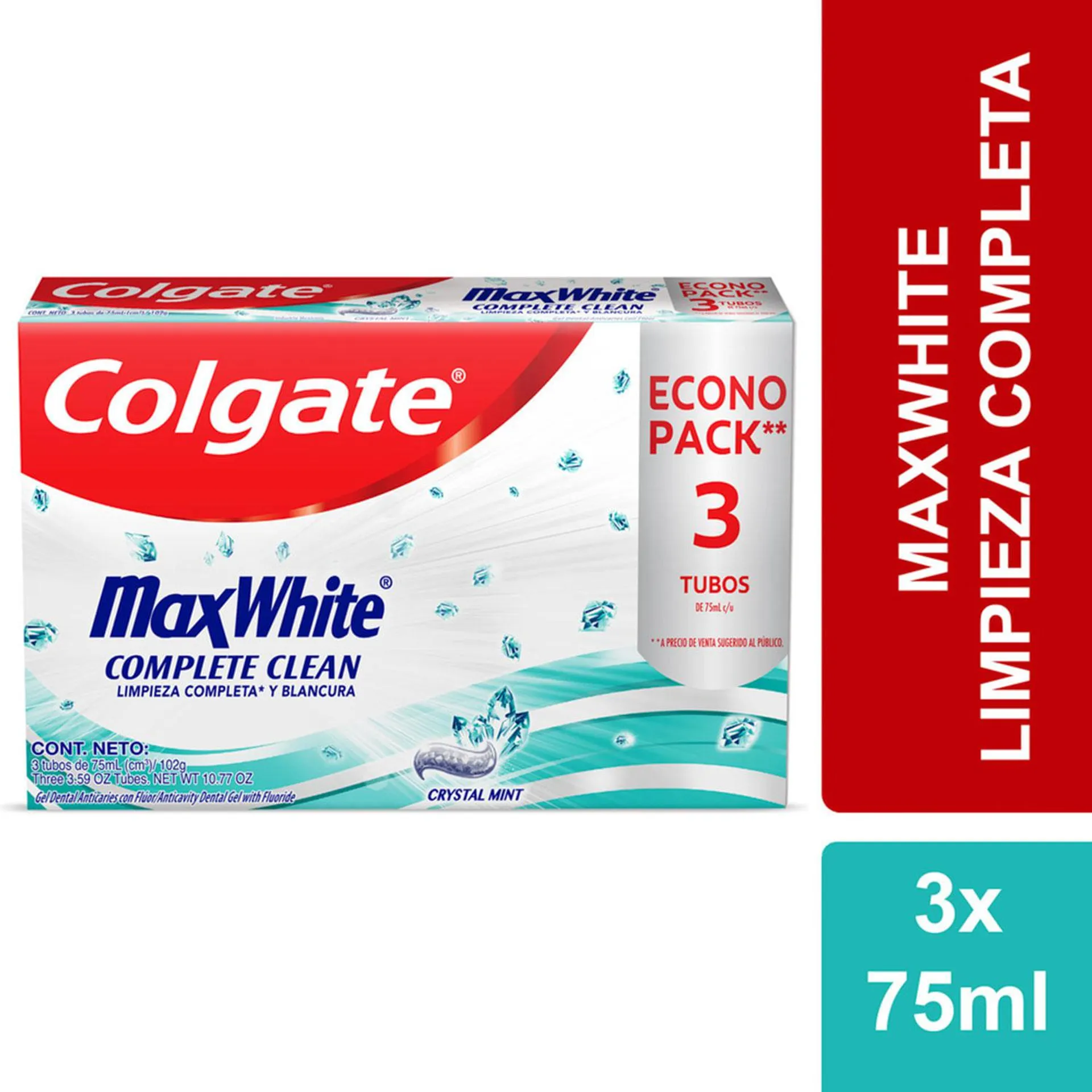 Pasta Dental Colgate Max White 75 ml 3 un.