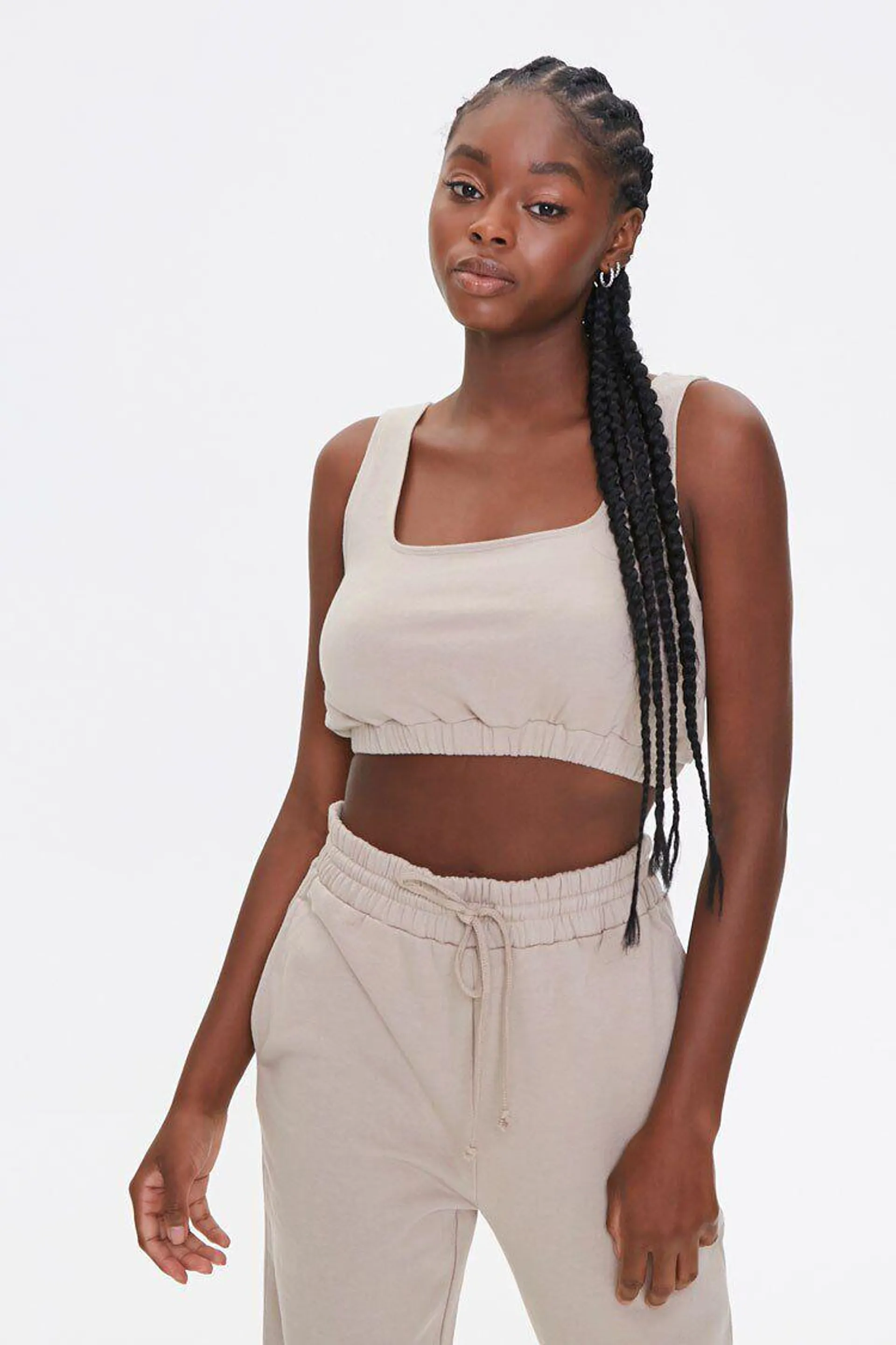 French Terry Crop Top - Taupe
