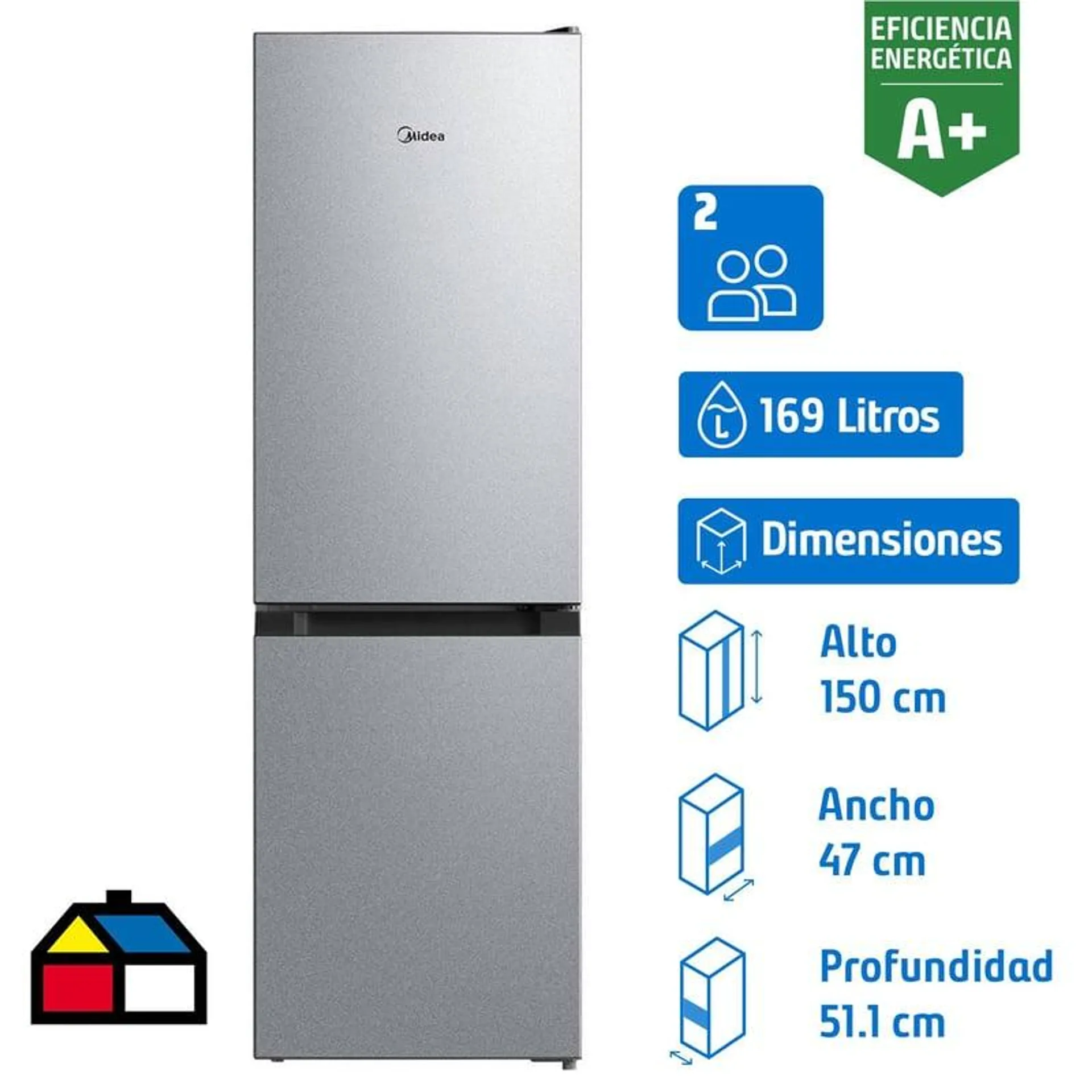 Refrigerador Bottom Freezer Frío Directo 169 Litros Silver MDRB241FGE50