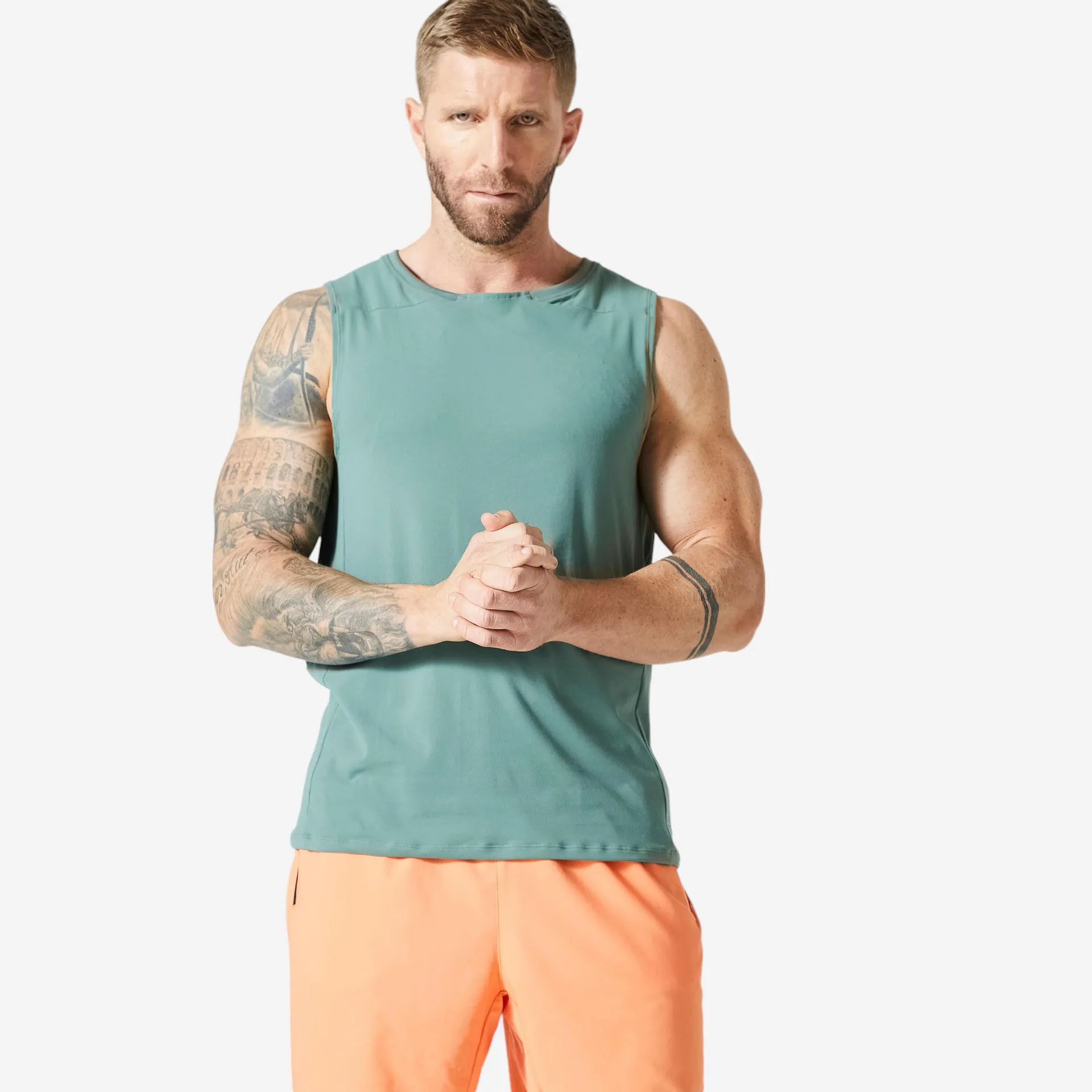 POLERA SIN MANGAS CARDIO HOMBRE 500 VERDE