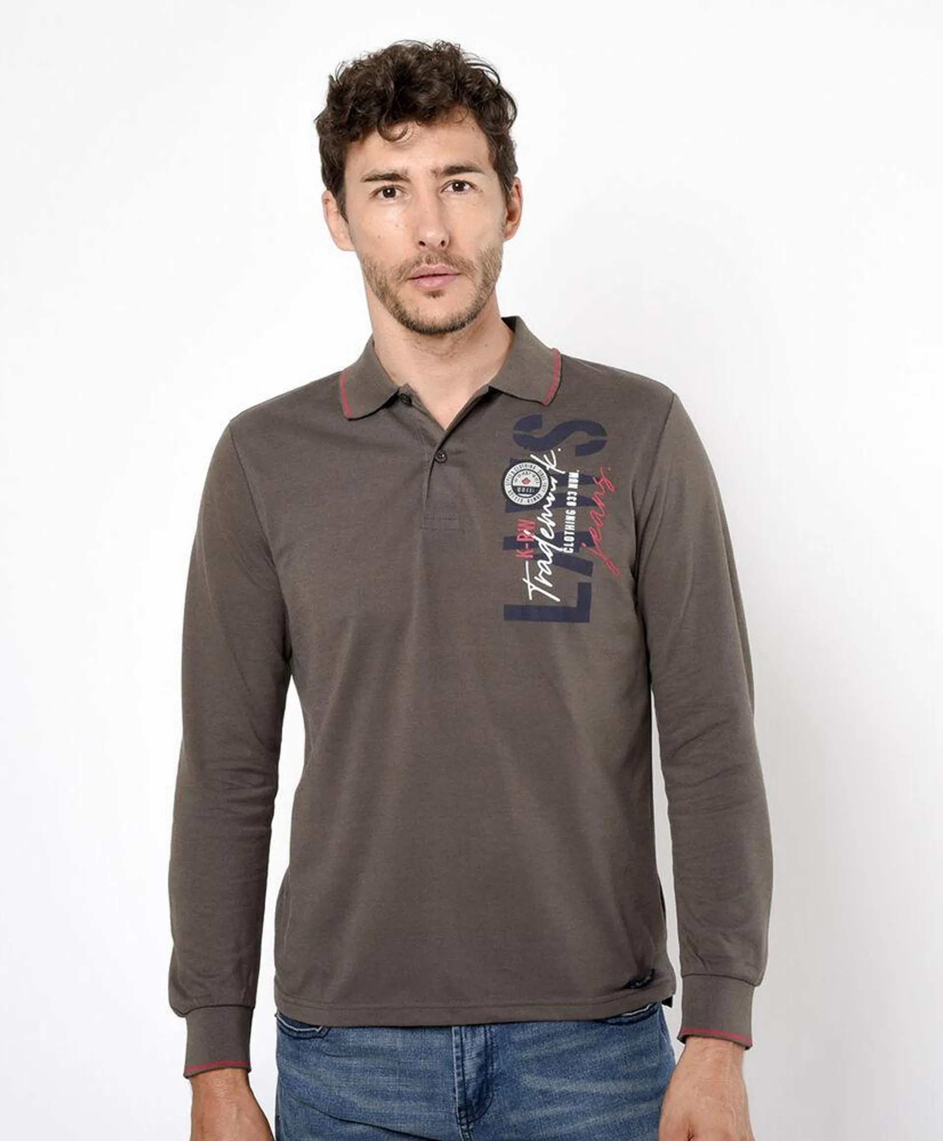 Polera hombre cuello piqué