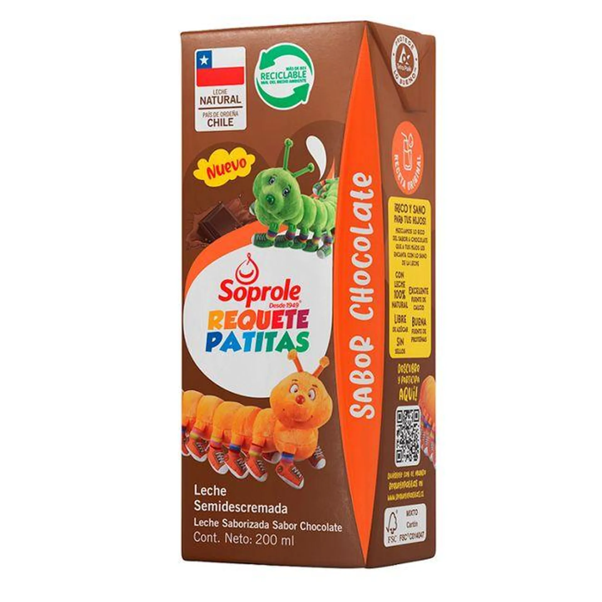 Leche Soprole Semidescremada Chocolate Requetepatitas 200 ml