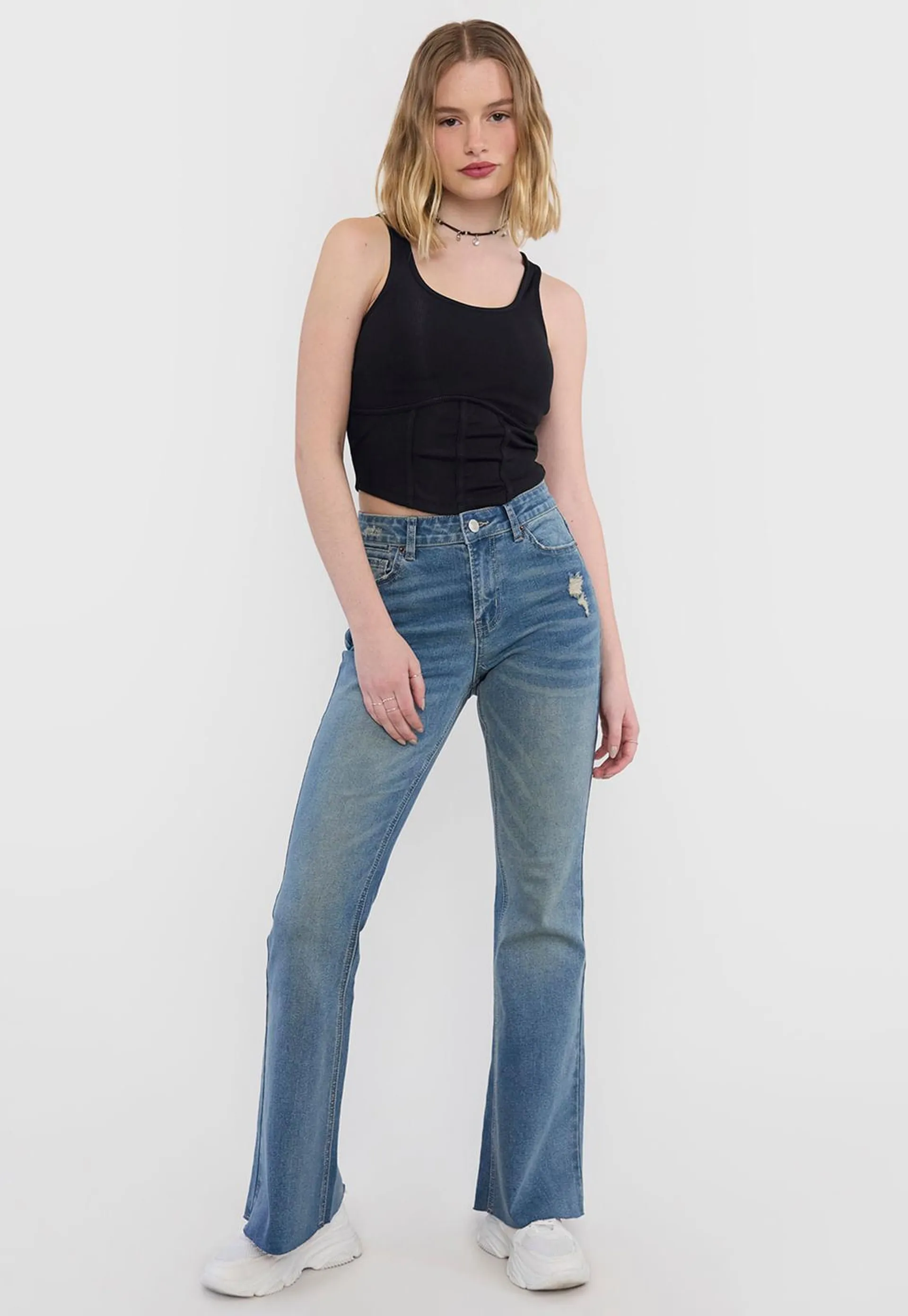 Jeans Azul Claro Mujer Flare