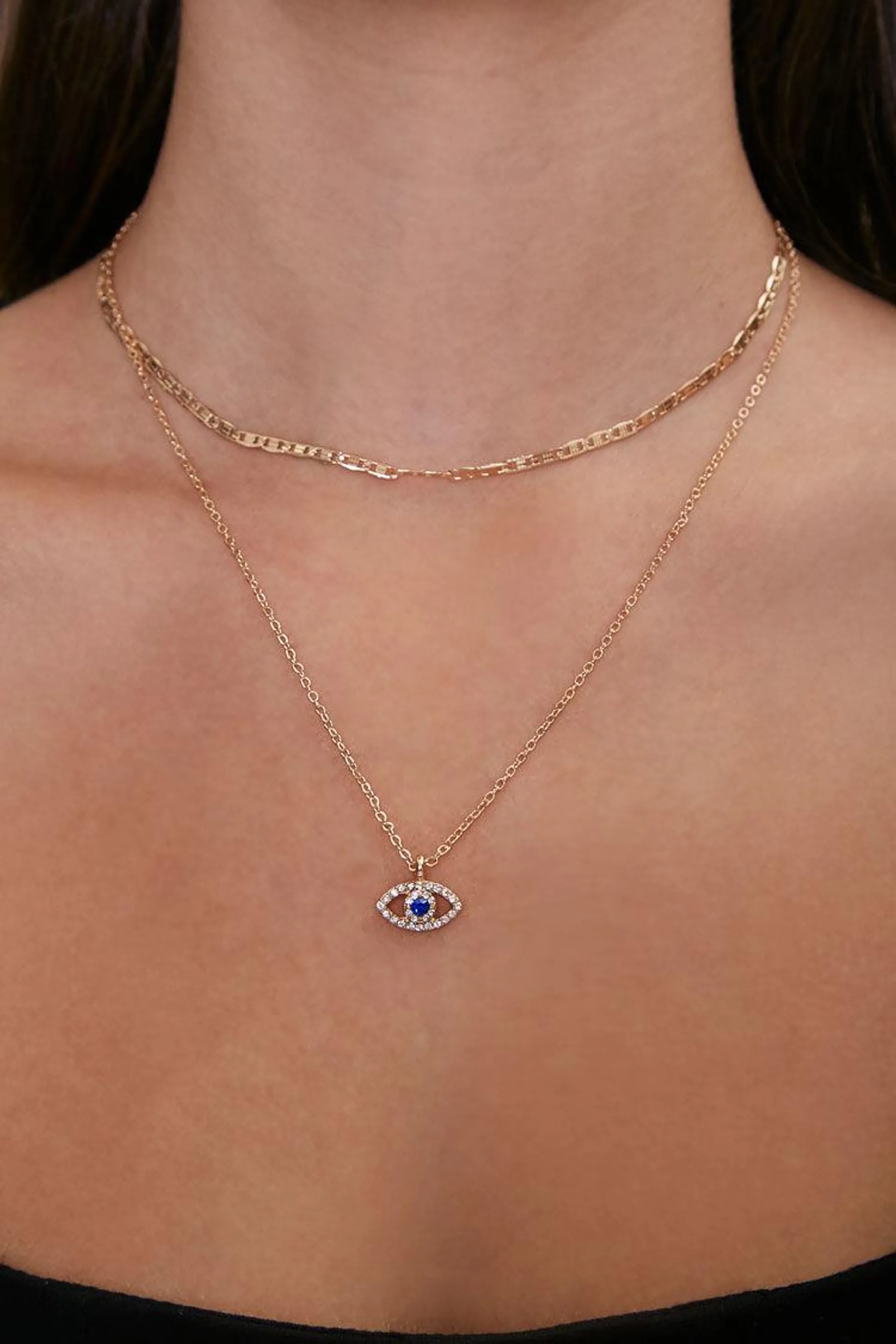 Eye Pendant Layered Necklace - Gold