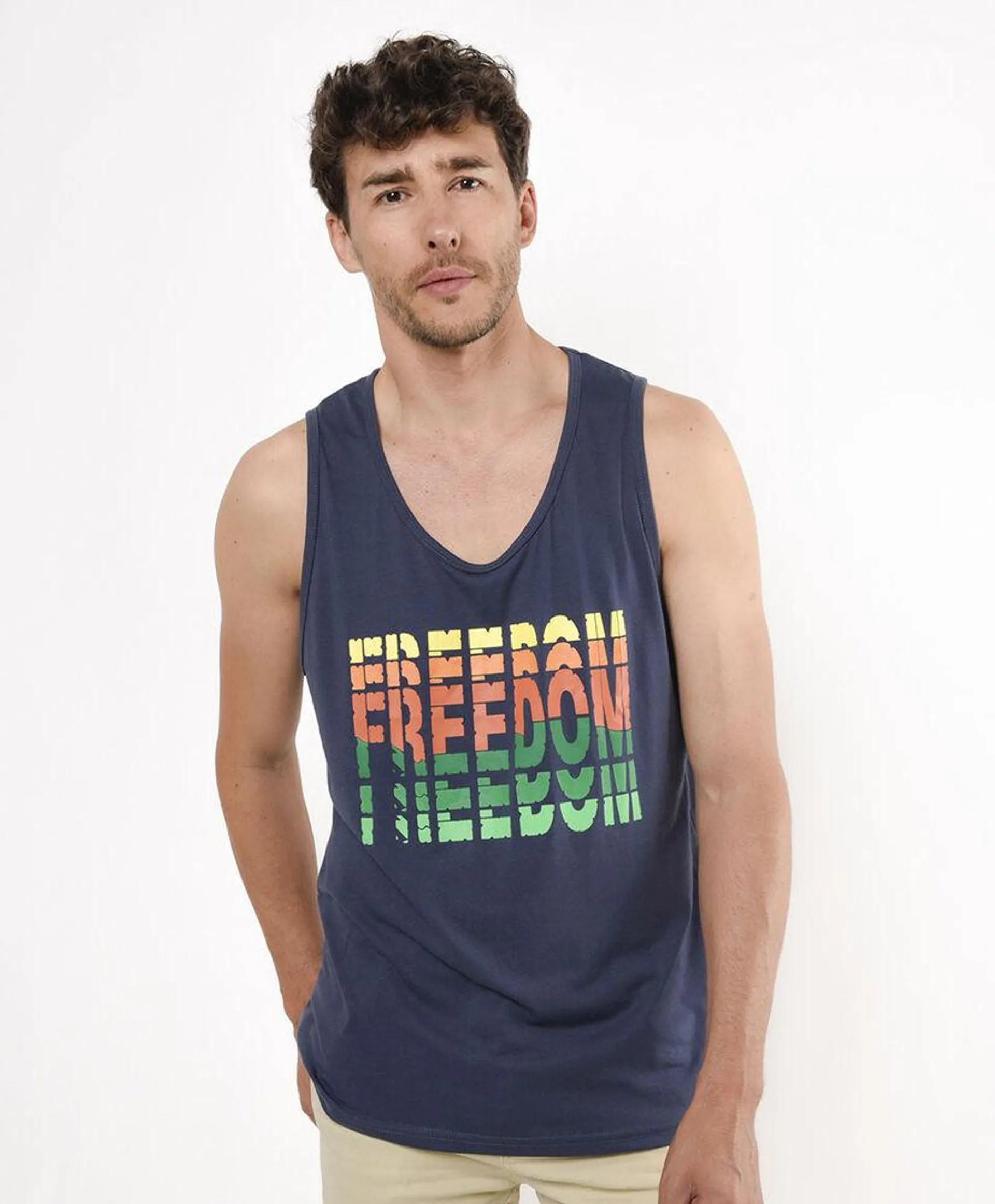 Polera hombre freedom sin mangas